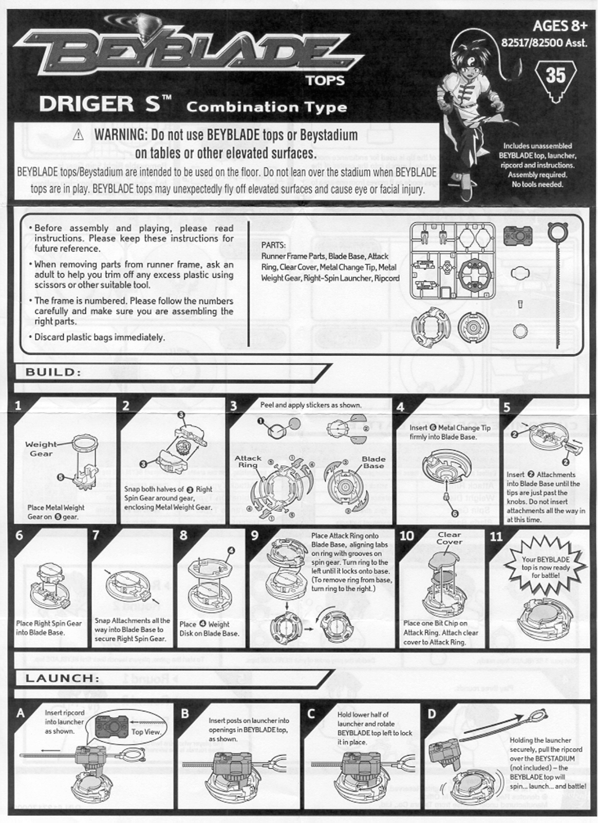 HASBRO Beyblade Tops Driger User Manual