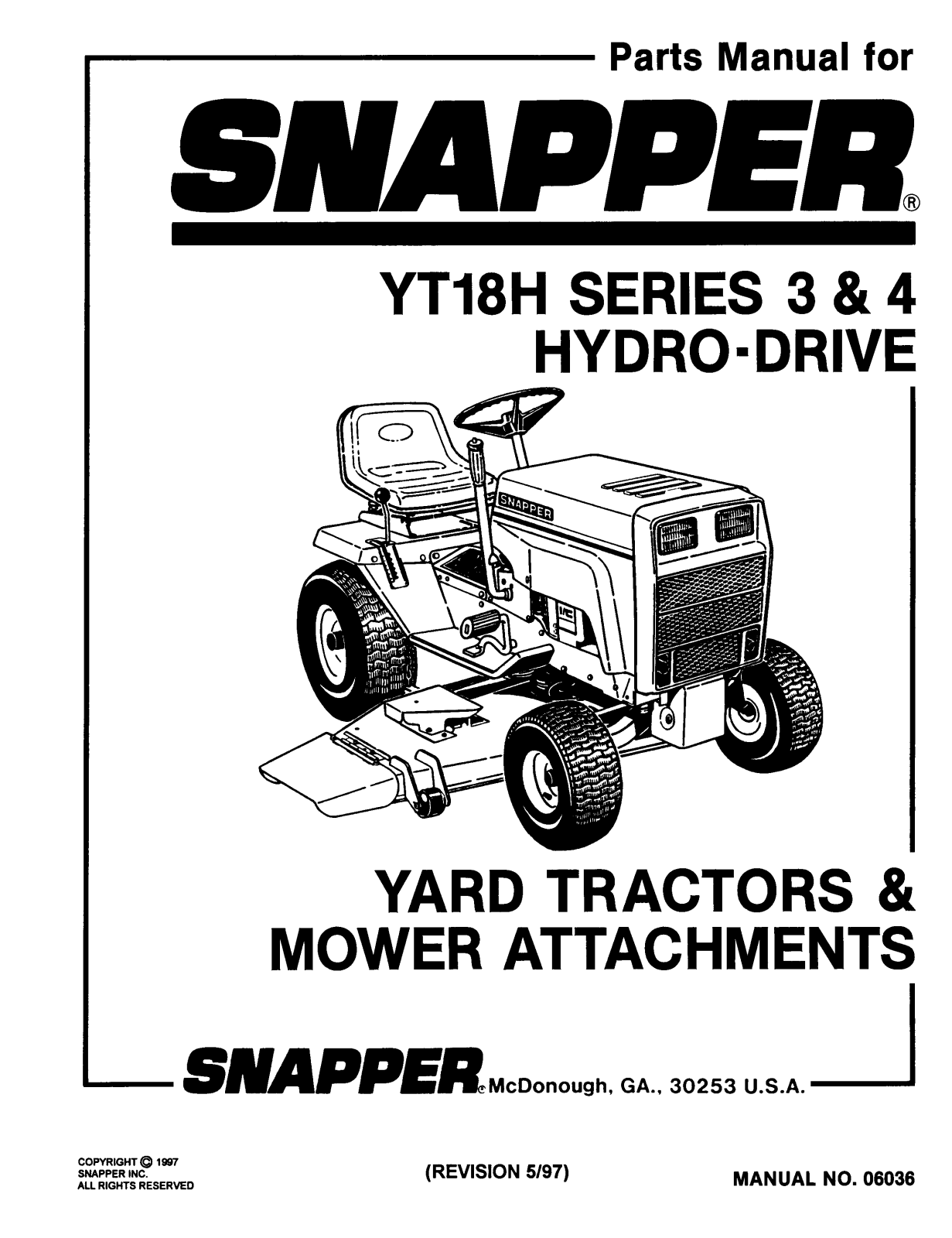 Snapper YT18H User Manual