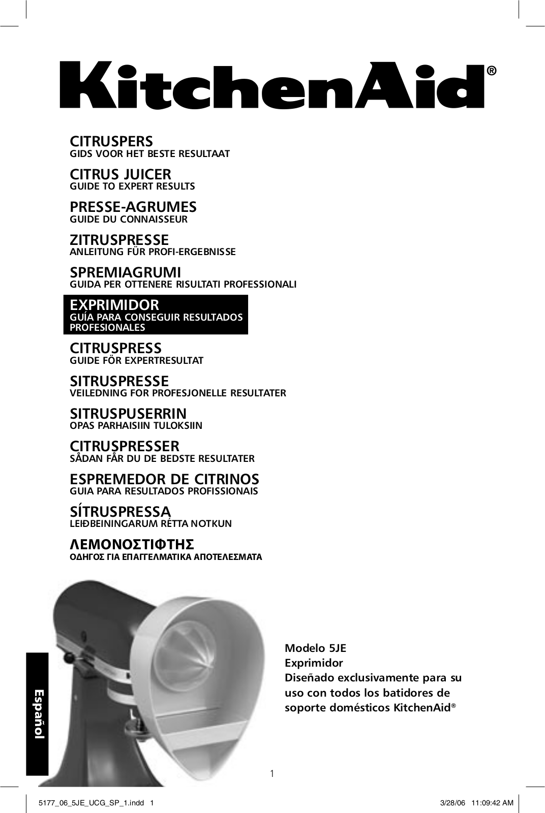 Whirlpool 5JE INSTRUCTION FOR USE