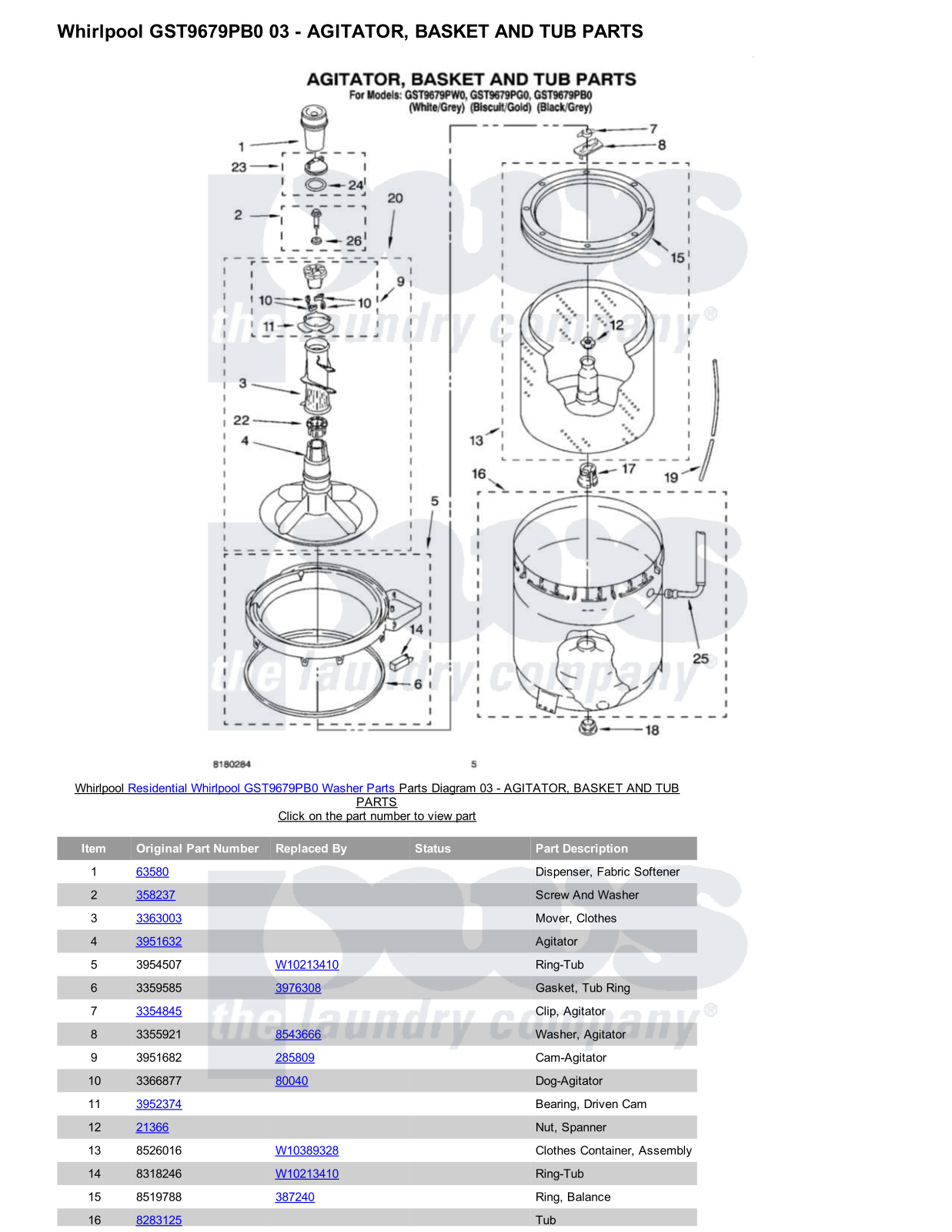 Whirlpool GST9679PB0 Parts Diagram