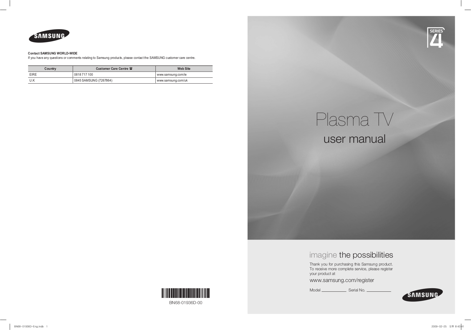 Samsung PS42B451B2W User Manual