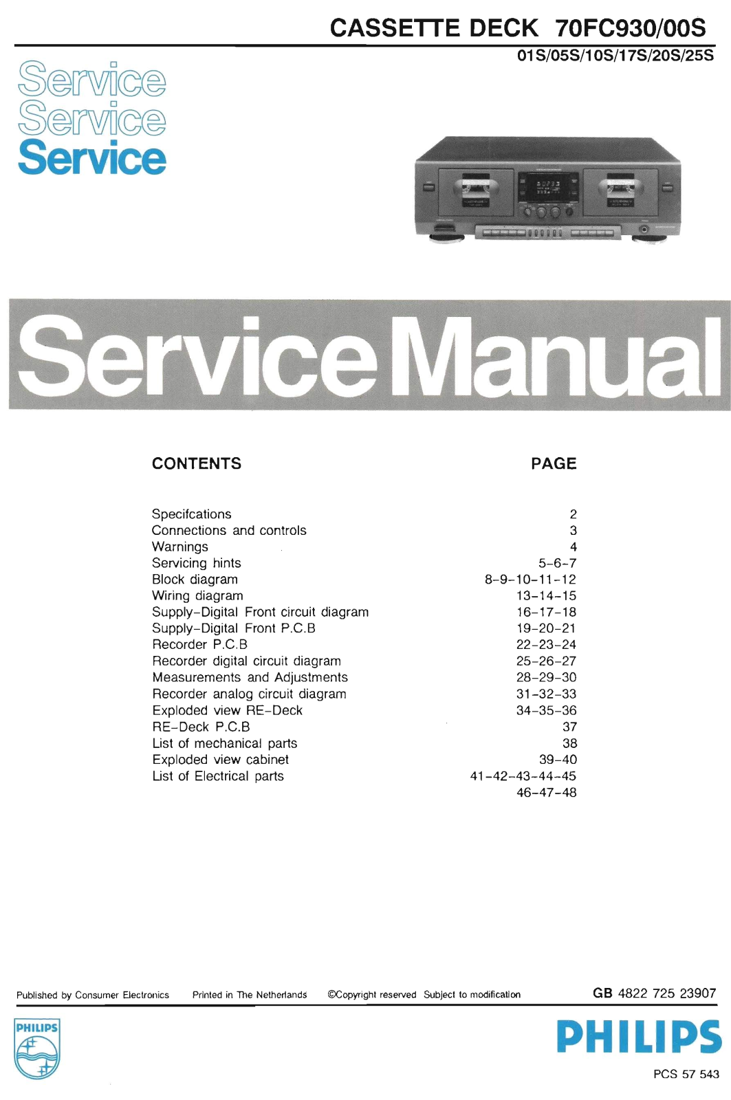 Philips 70-FC-930 Service Manual