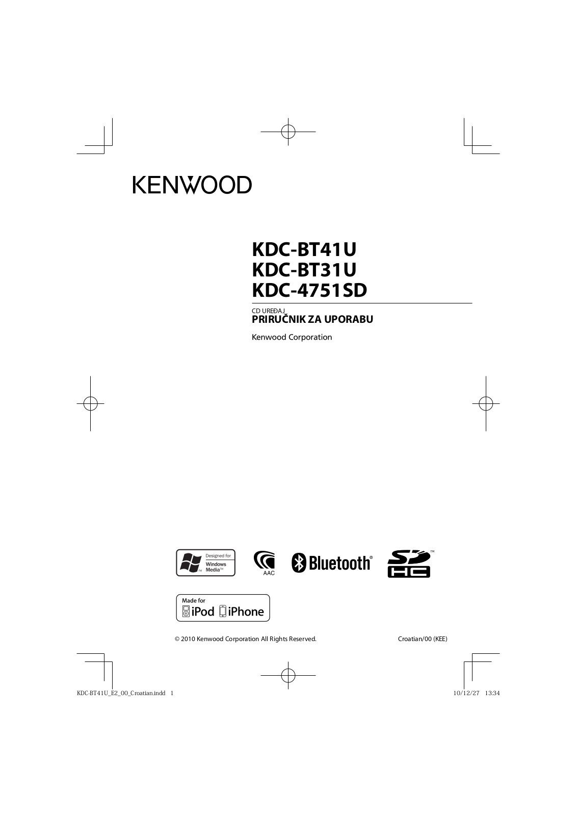 Kenwood KDC-BT31U, KDC-4751SD, KDC-BT41U User Manual