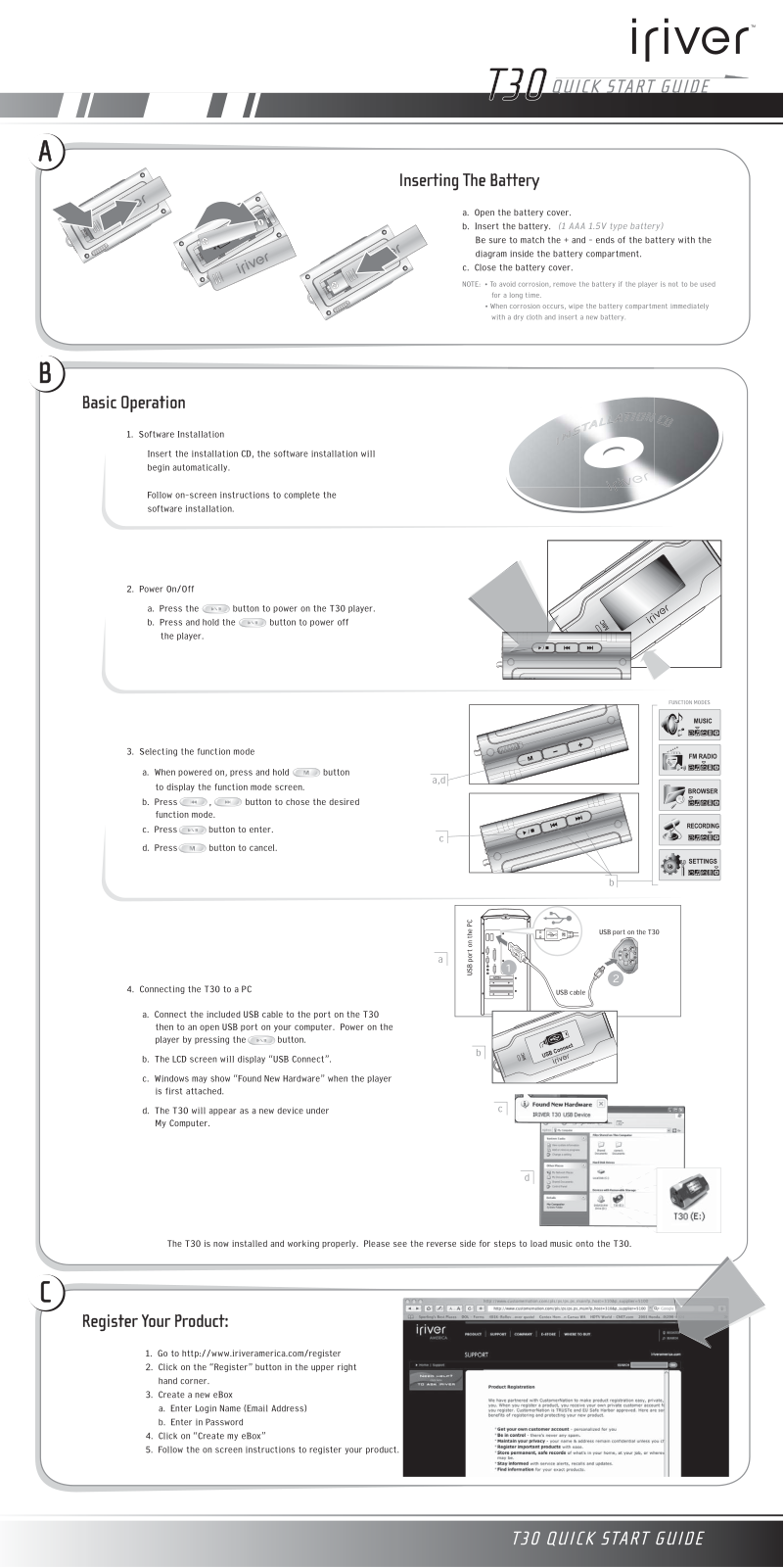 IRiver T30 QUICK START GUIDE