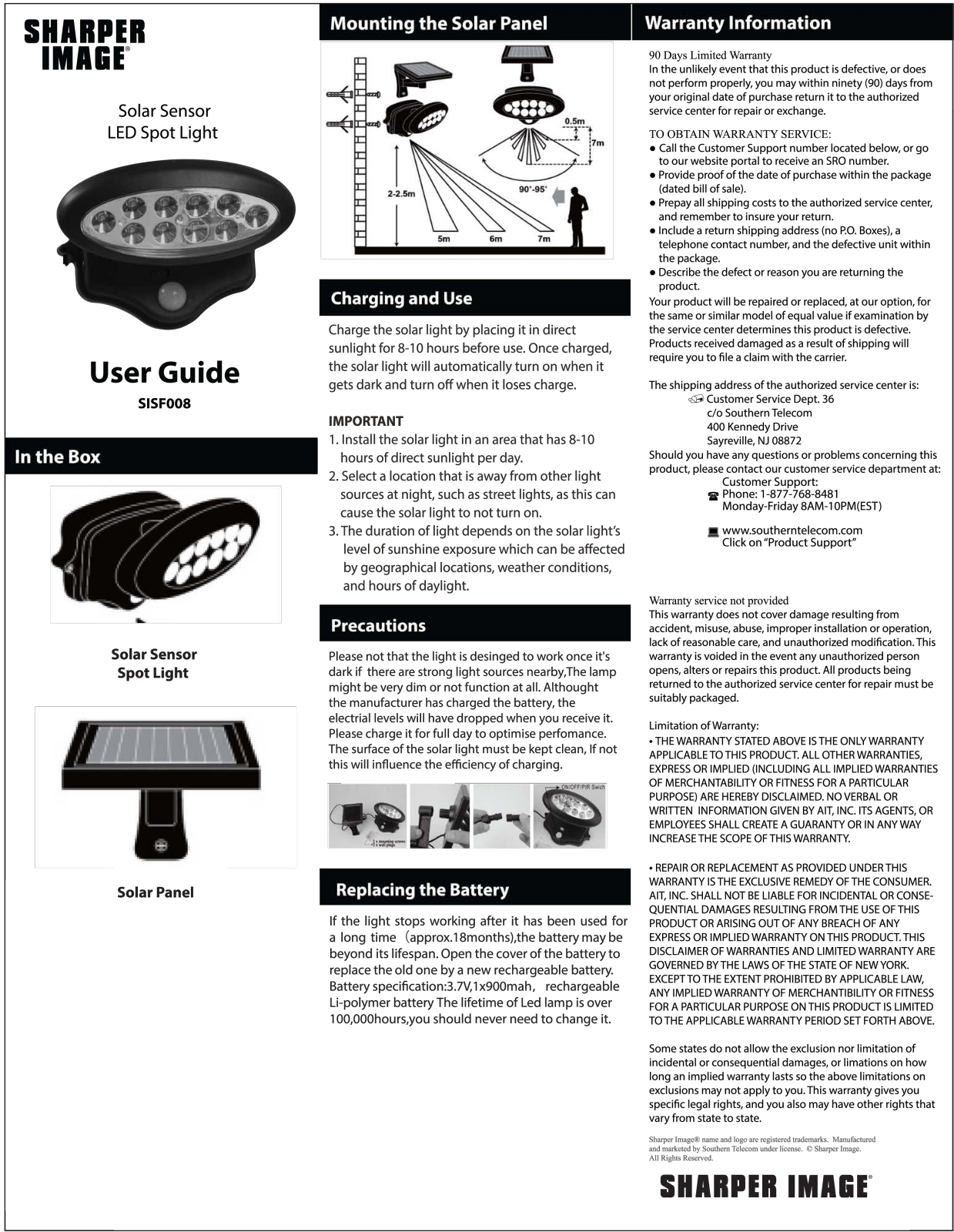 Sharper image SISF008 User Manual