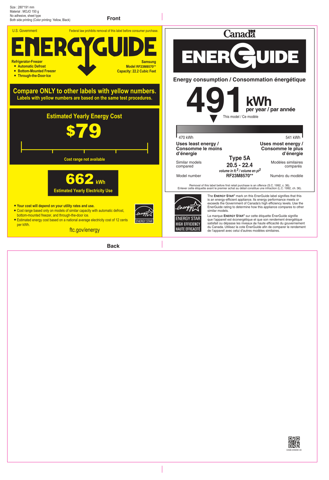 Samsung RF23M8570SR Energy manual