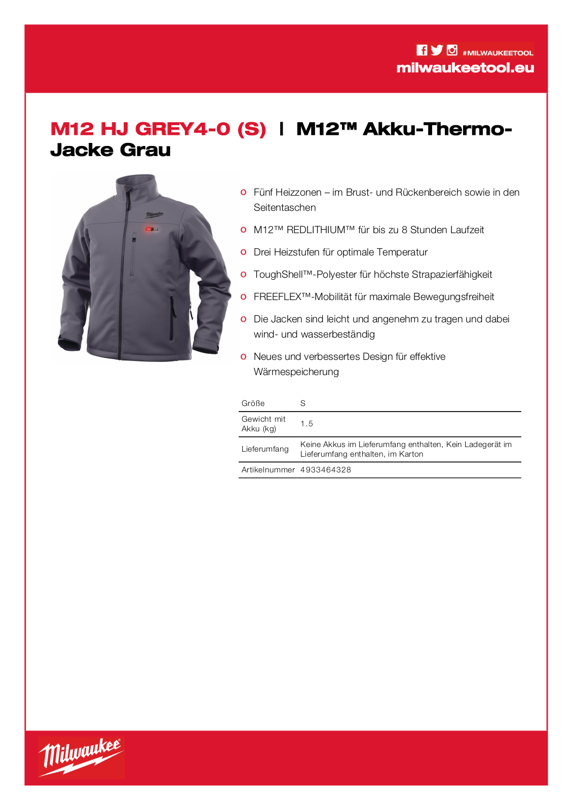 Milwaukee M12 HJ GREY4-0 User Manual