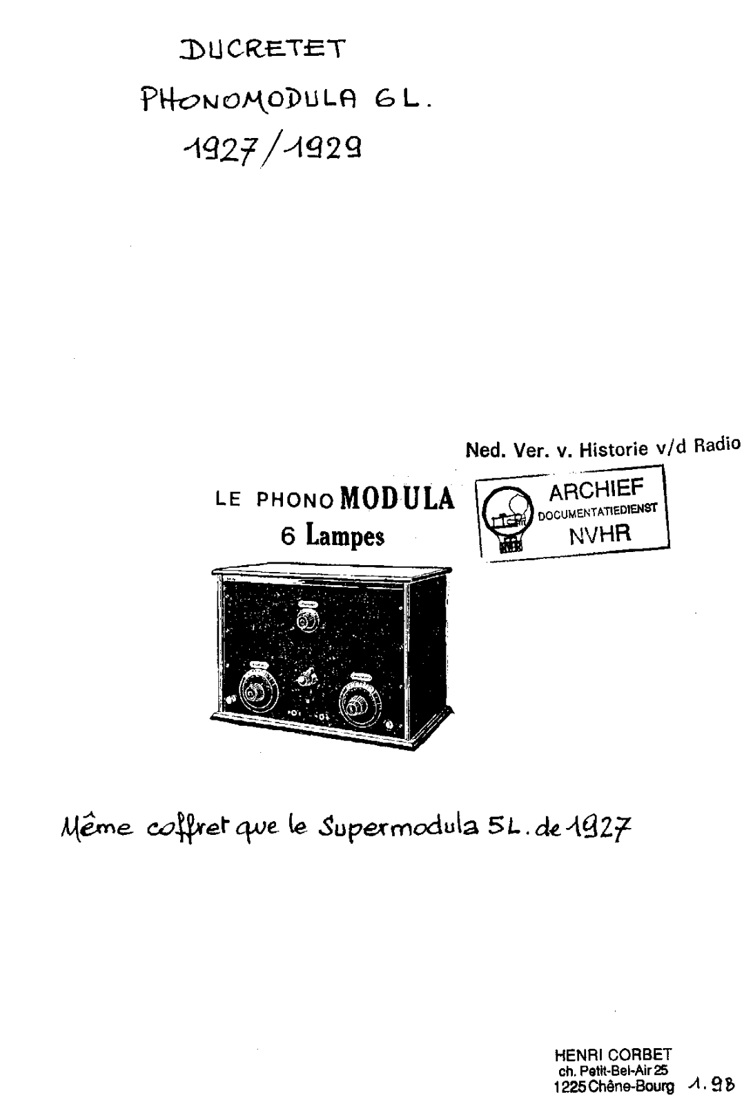 Ducretet Phonomodula6L Schematic 2 - ManualMachine.com