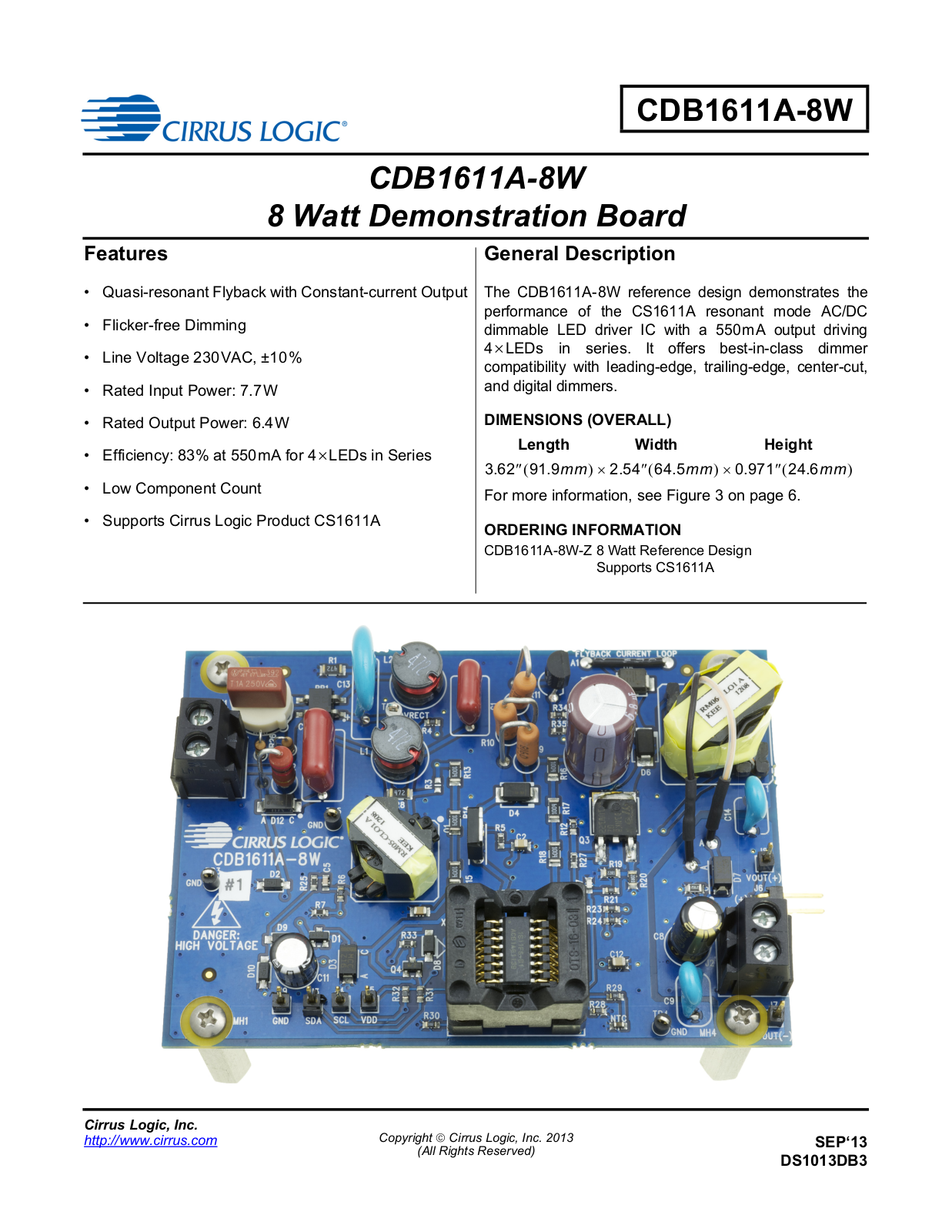 Cirrus Logic CDB1611A-8W User Manual