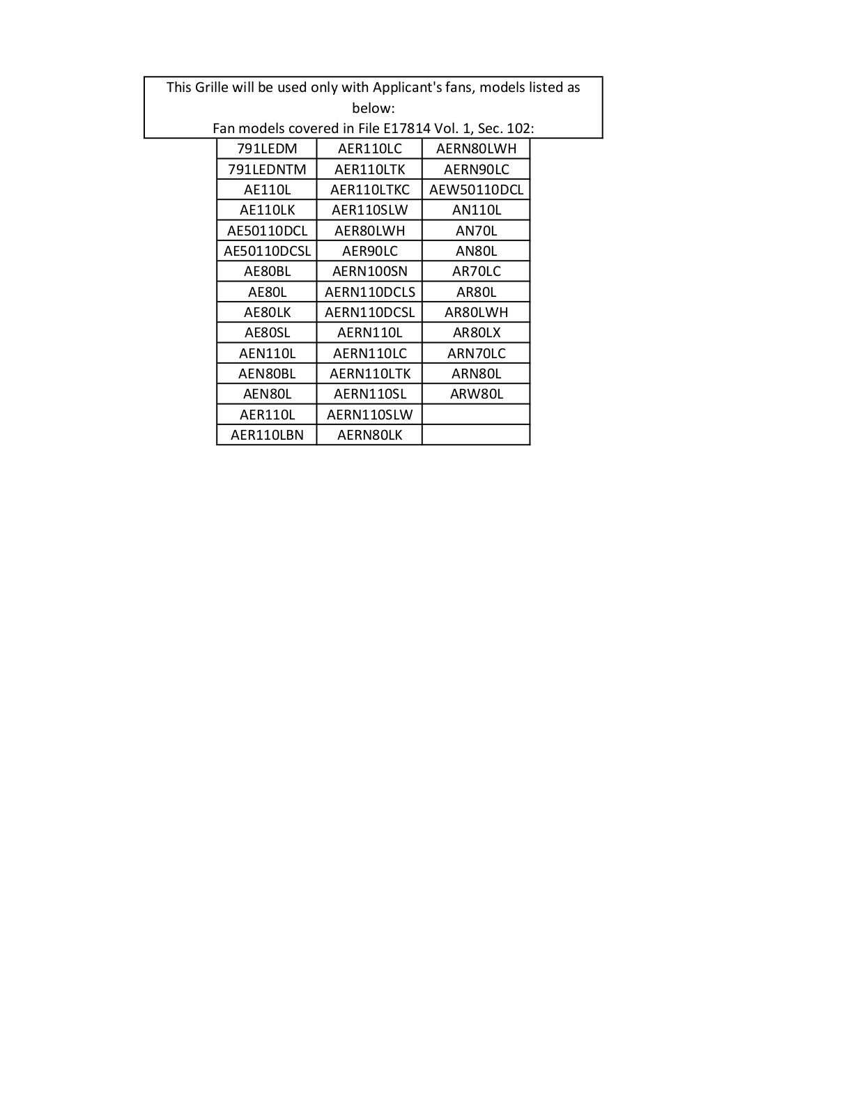 Broan FG1000VV User Manual