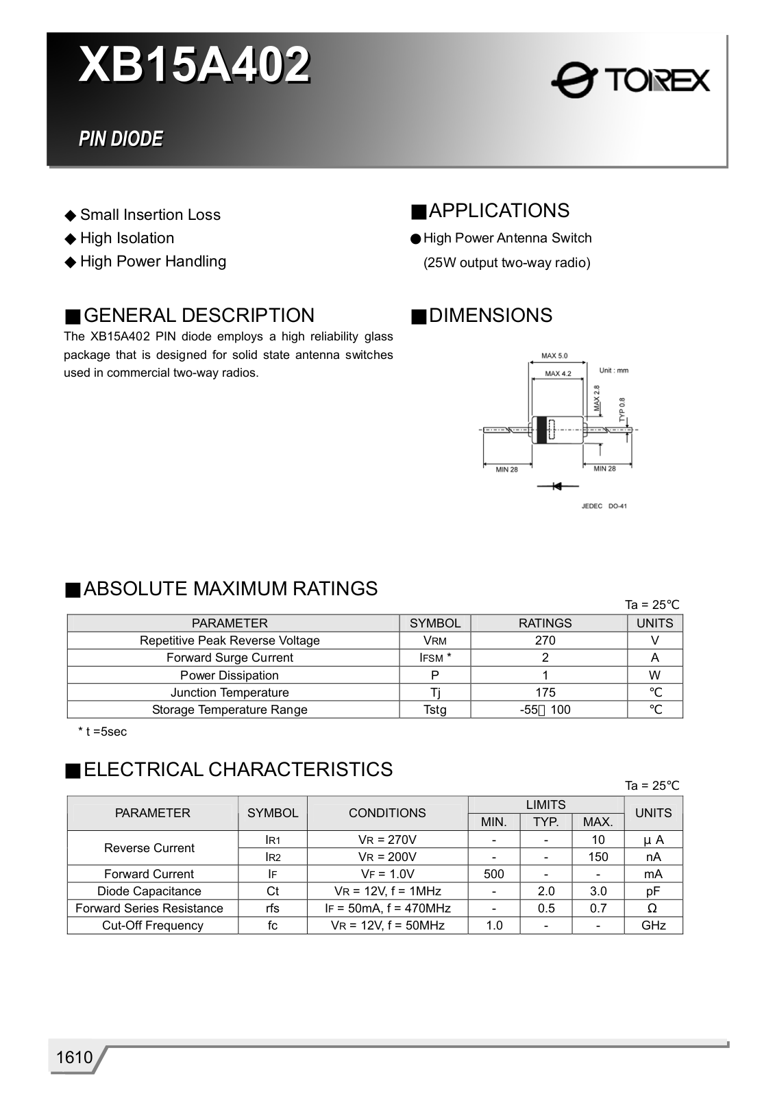 Datasheets XB15A402 Datasheet - ManualMachine.com