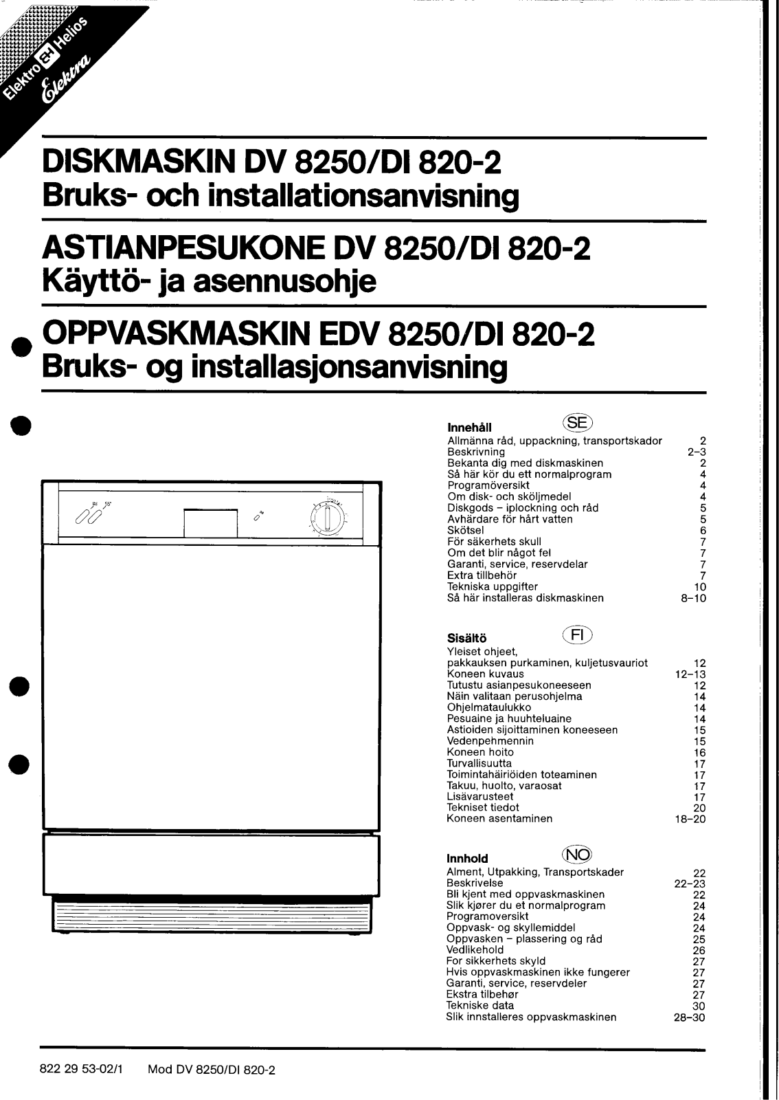 Elektro helios DI820-2, DI8250 Installation and operating  Manual