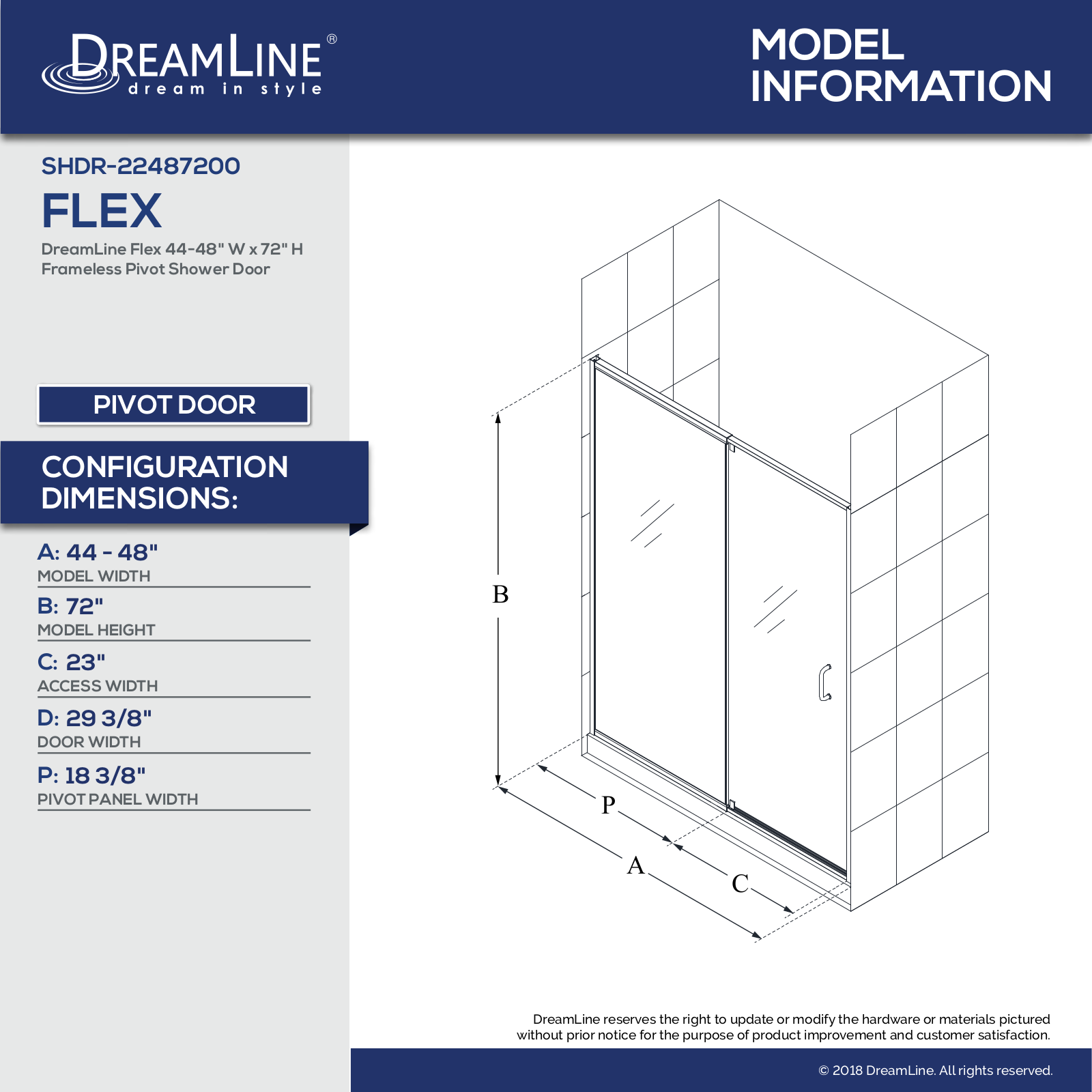 DreamLine DLN3588 Specifications & Dimensions - ManualMachine.com