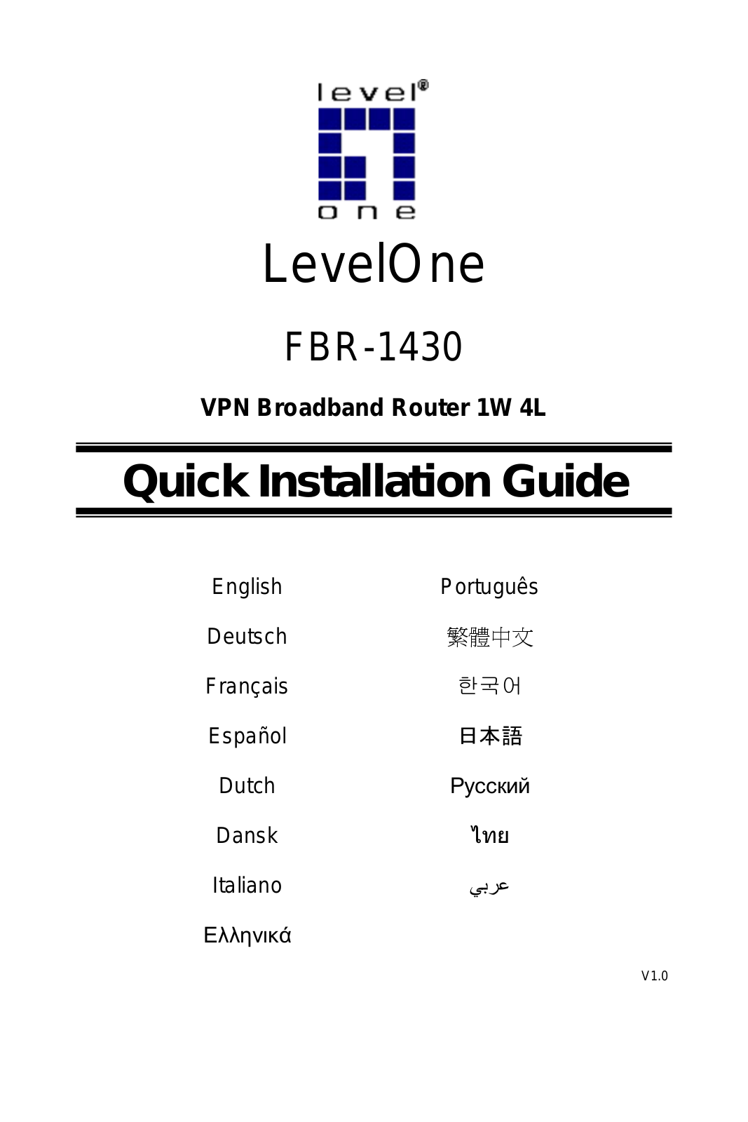 LevelOne FBR-1430 Quick Install Guide