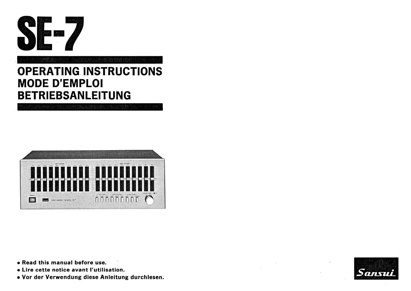 Sansui SE-7 Owners Manual