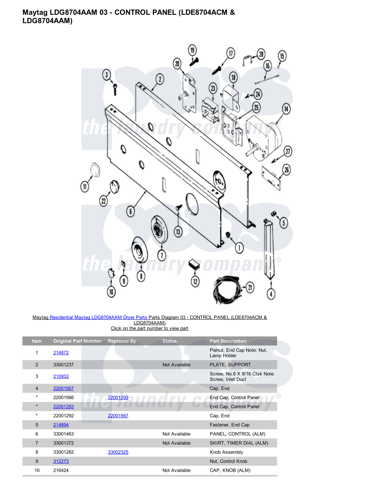 Maytag LDG8704AAM Parts Diagram