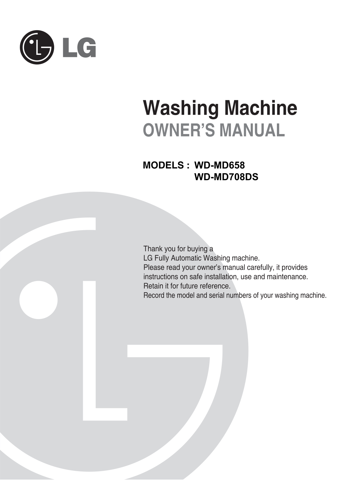 LG WD-MD658 Owner’s Manual