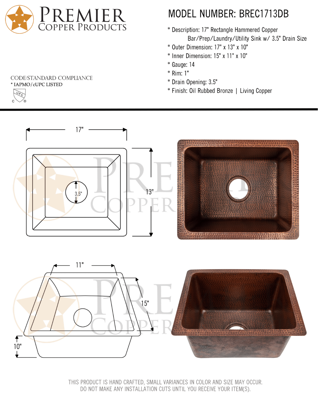 Premier Copper Products IER10077 Specifications - ManualMachine.com