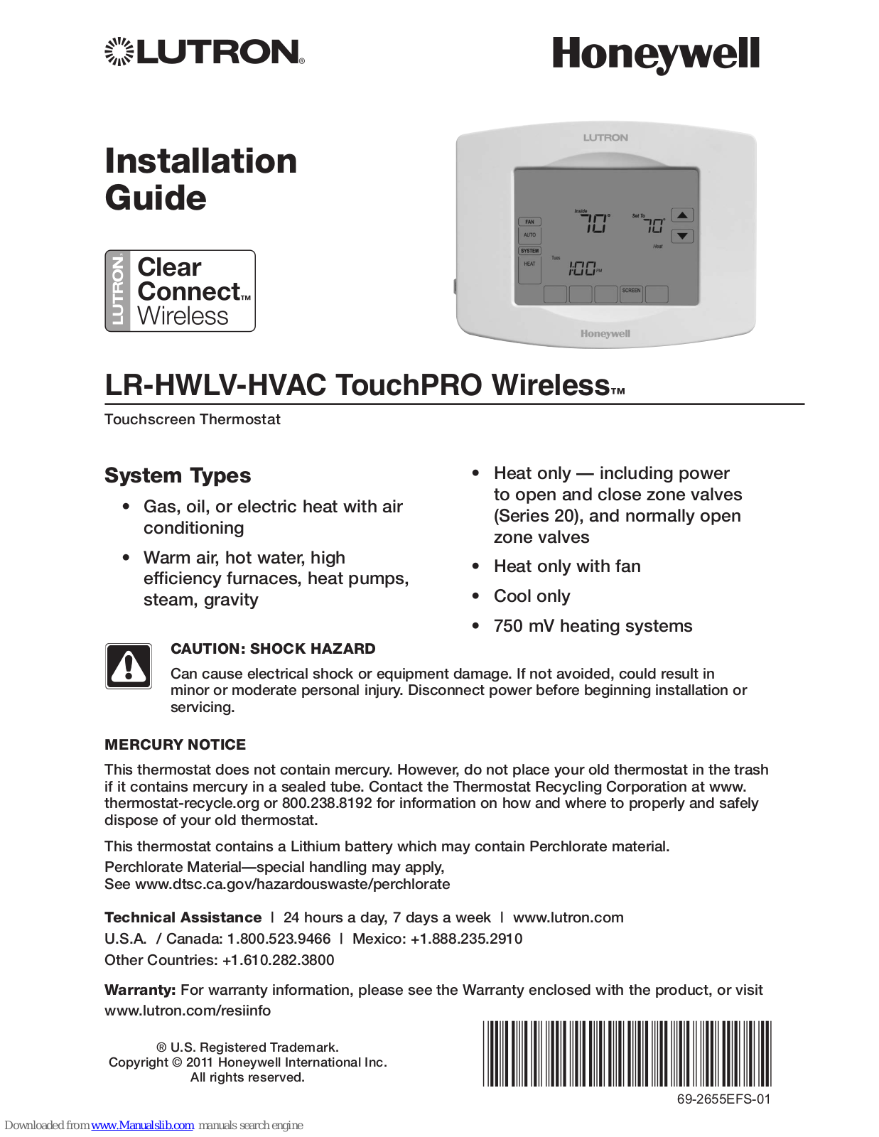 Honeywell LR-HWLV-HVAC Installation Manual