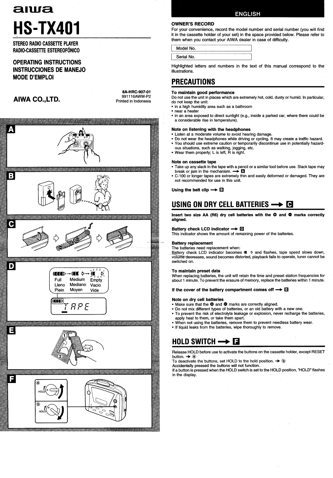 Sony HSTX401 OPERATING MANUAL