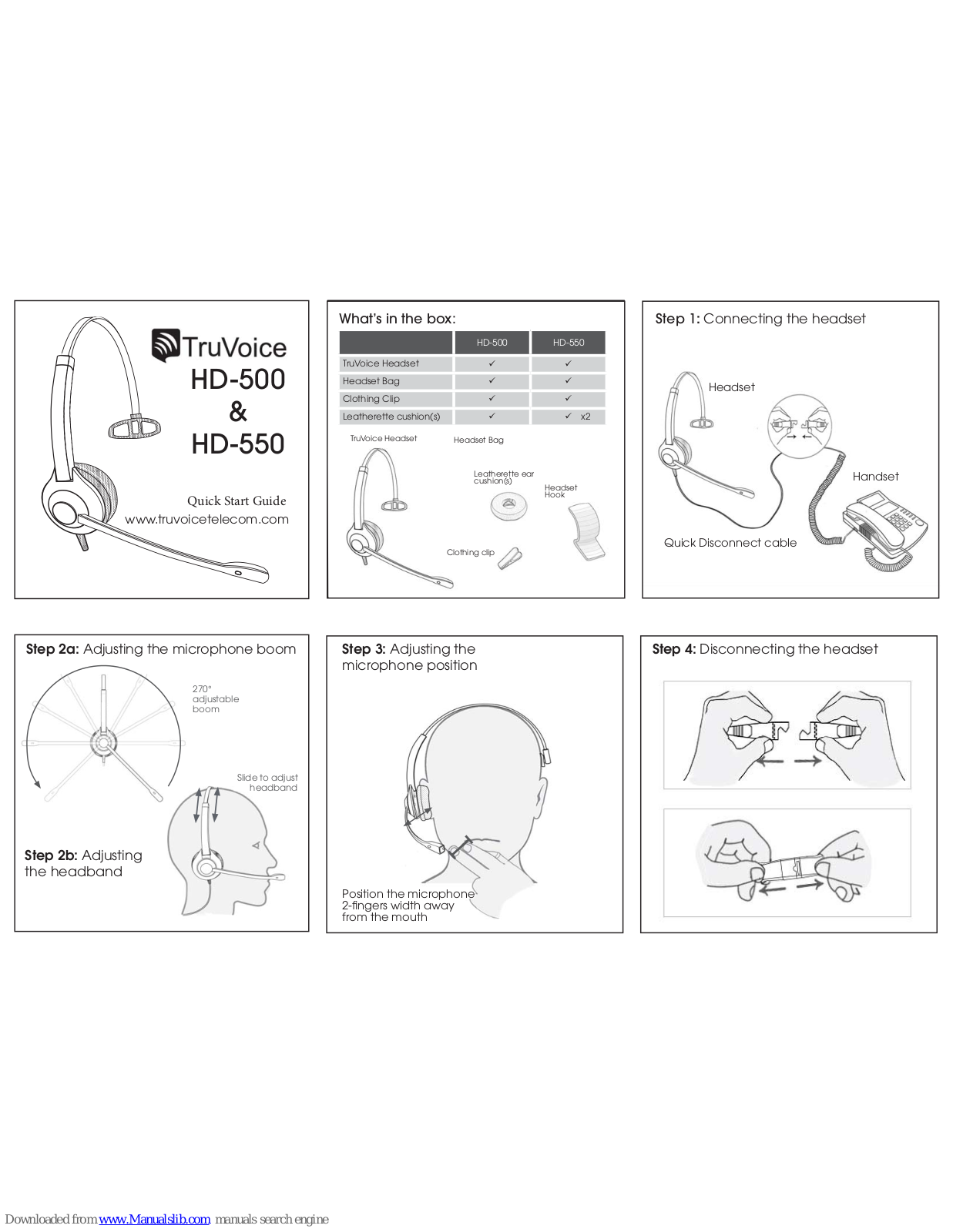 TruVoice HD-500, HD-550 Quick Start Manual