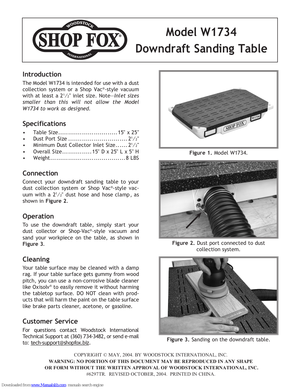 Shop fox W1734 Instructions Manual