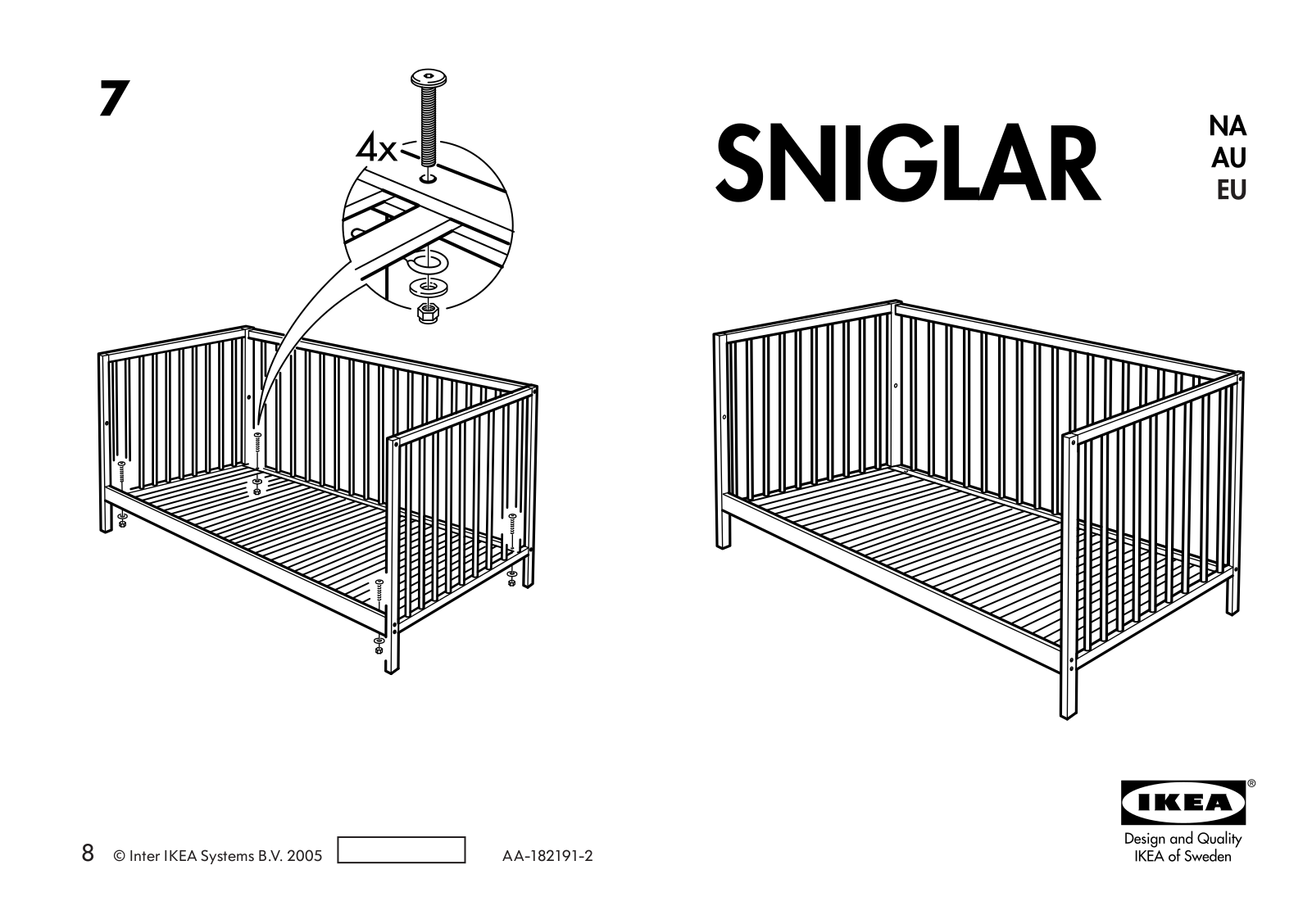 IKEA SNIGLAR CRIB User Manual