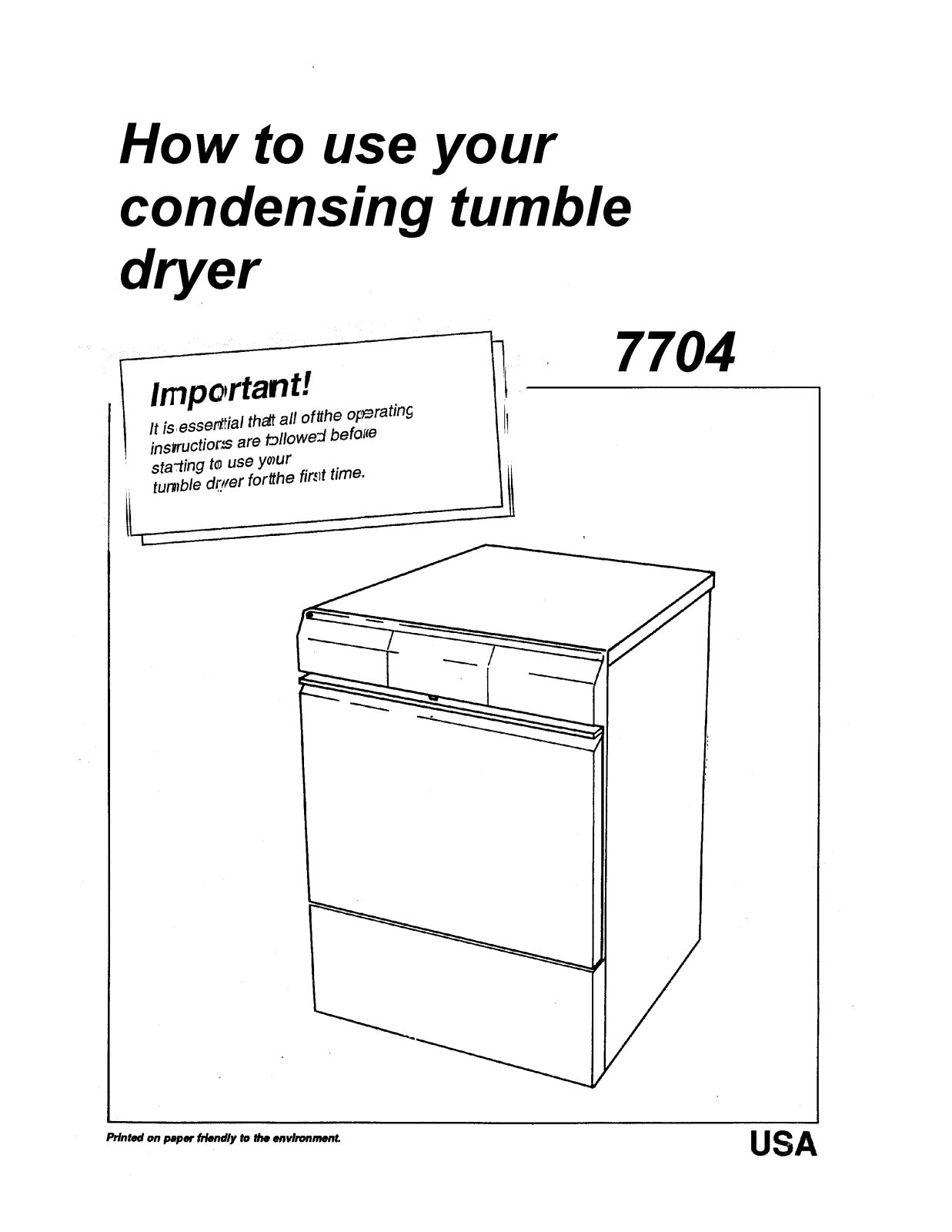 Asko 7704 QUICK START GUIDE