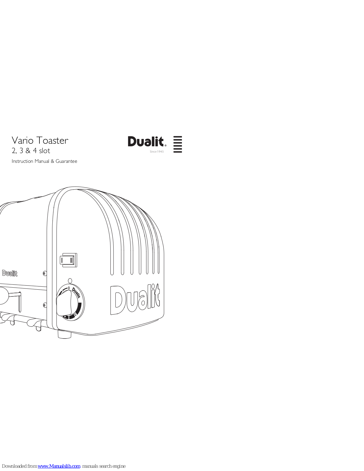 Dualit Vario Toaster, NewGen 2 Slot, NewGen 4 Slot, Vario Instruction Manual & Guarantee