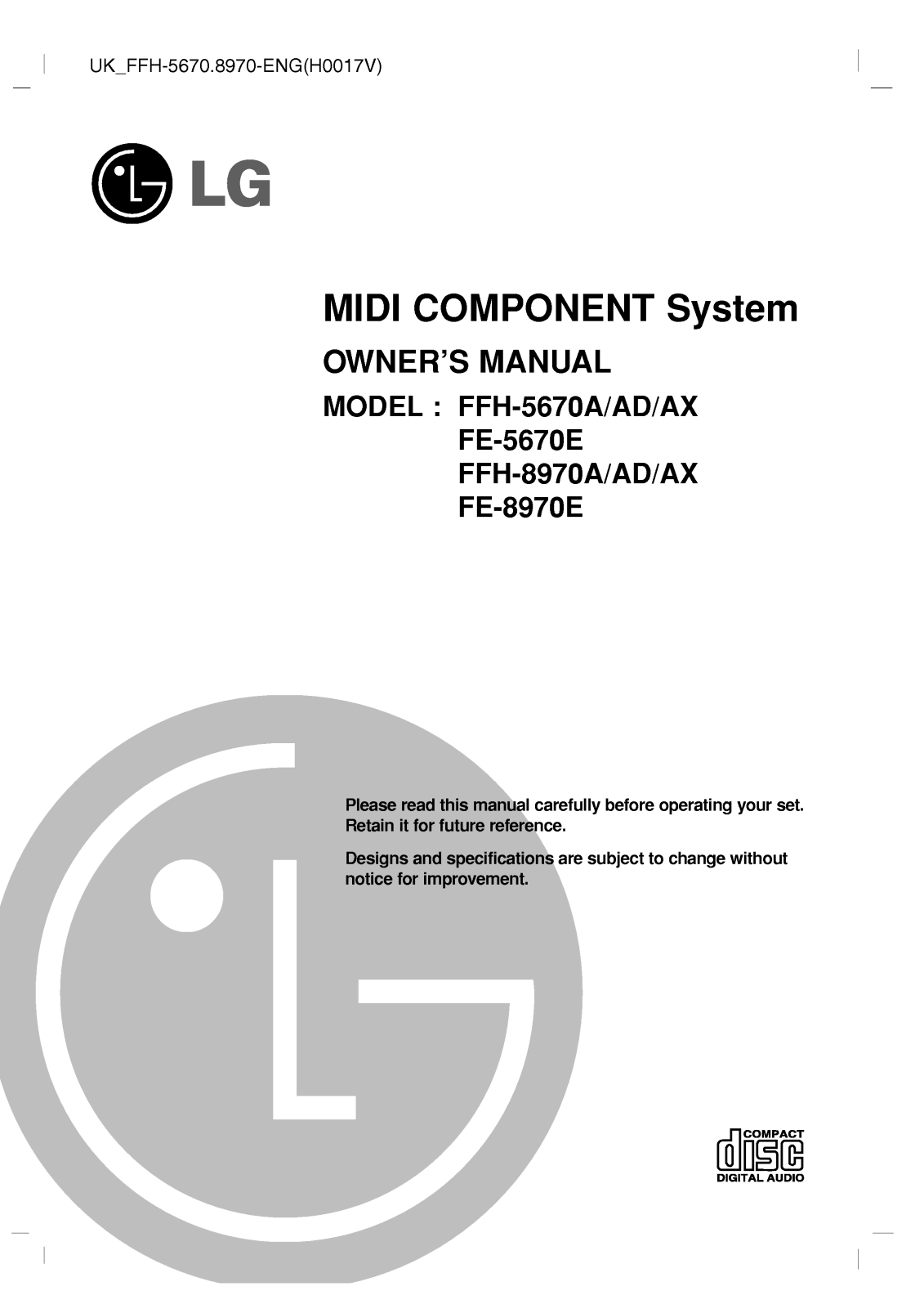 LG FFH-5670AD User Manual