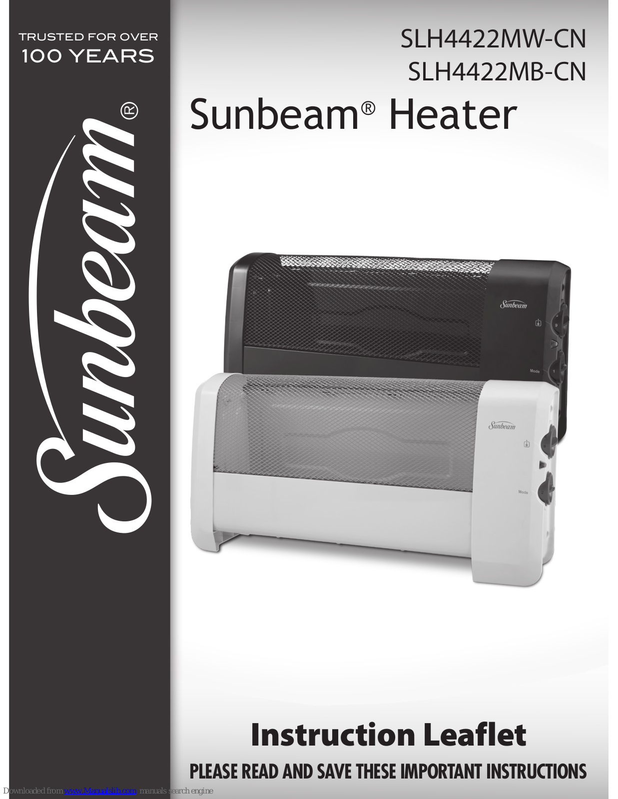 Sunbeam SLH4422MW-CN, SLH4422MB-CN Instruction Leaflet