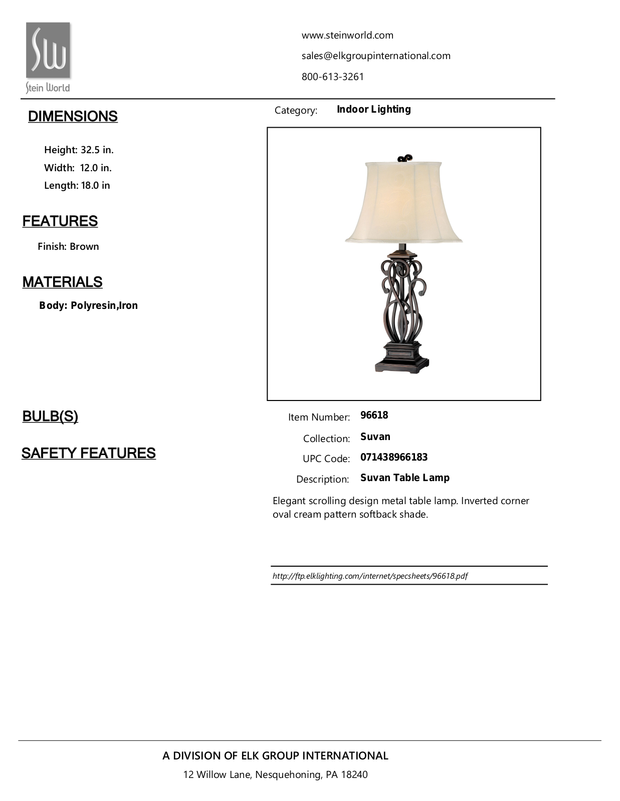 Stein World 96618 Specifications - ManualMachine.com