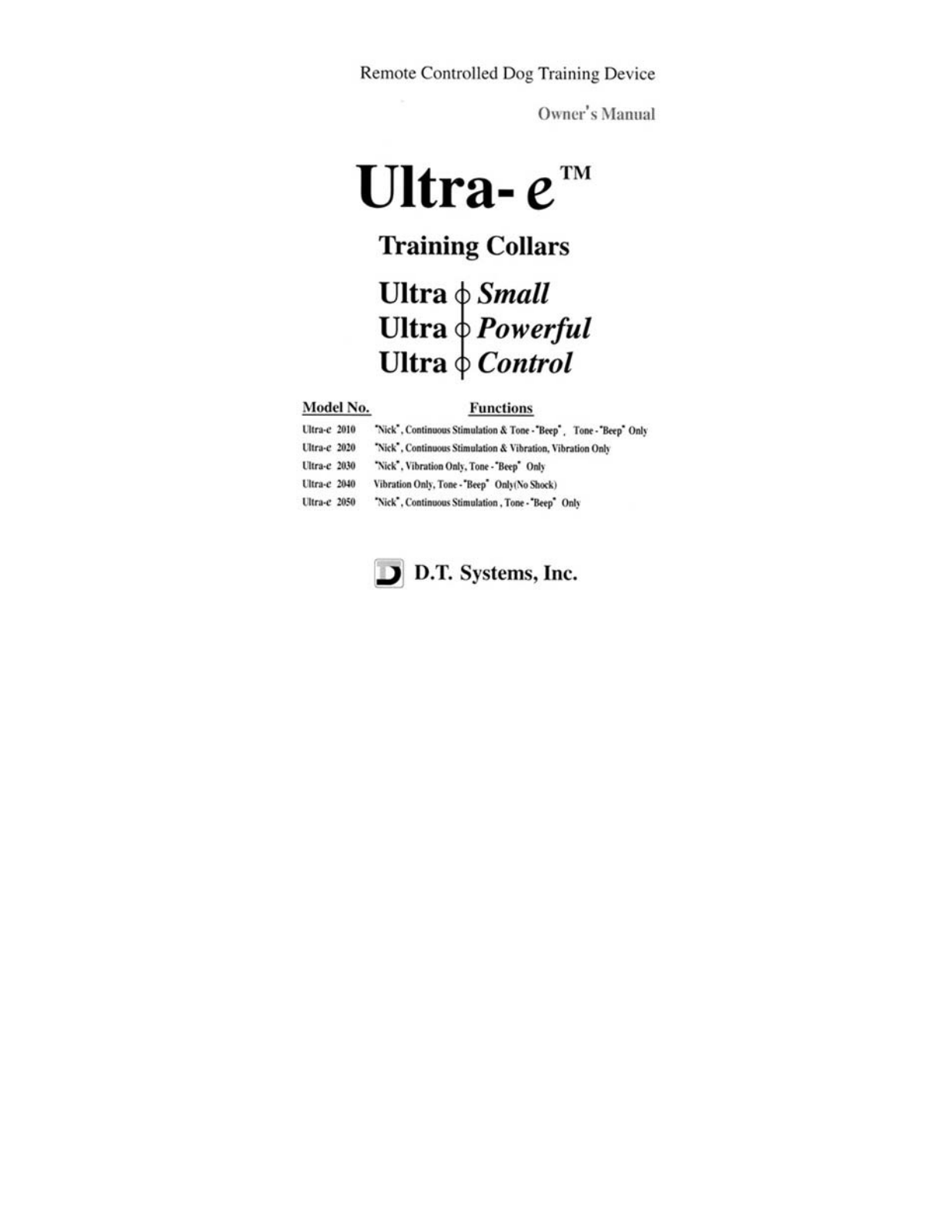 D T Systems ULTRA2003TX User Manual