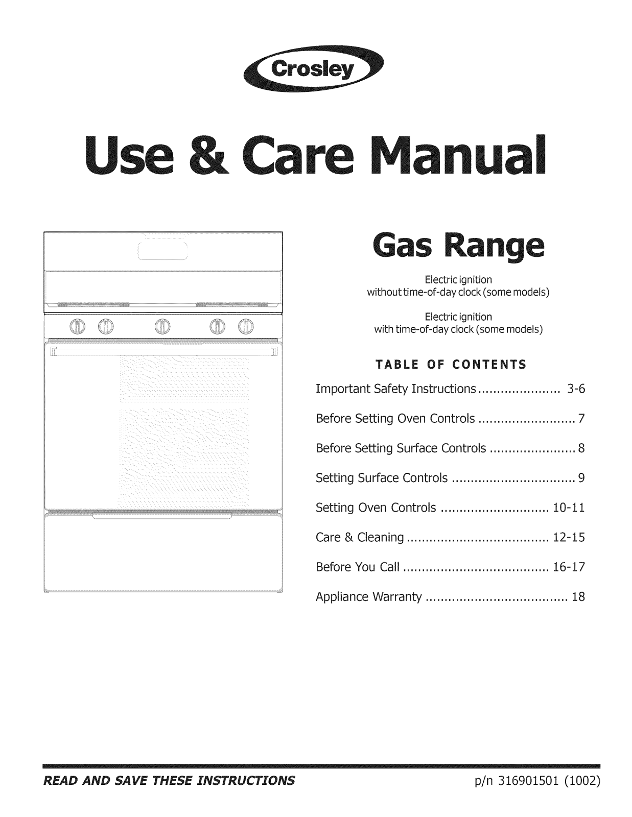 Crosley CRG3120LWA, CRG3120LWC, CRG3120LWD, CRG3120LWE, CRG3120LWB Owner’s Manual