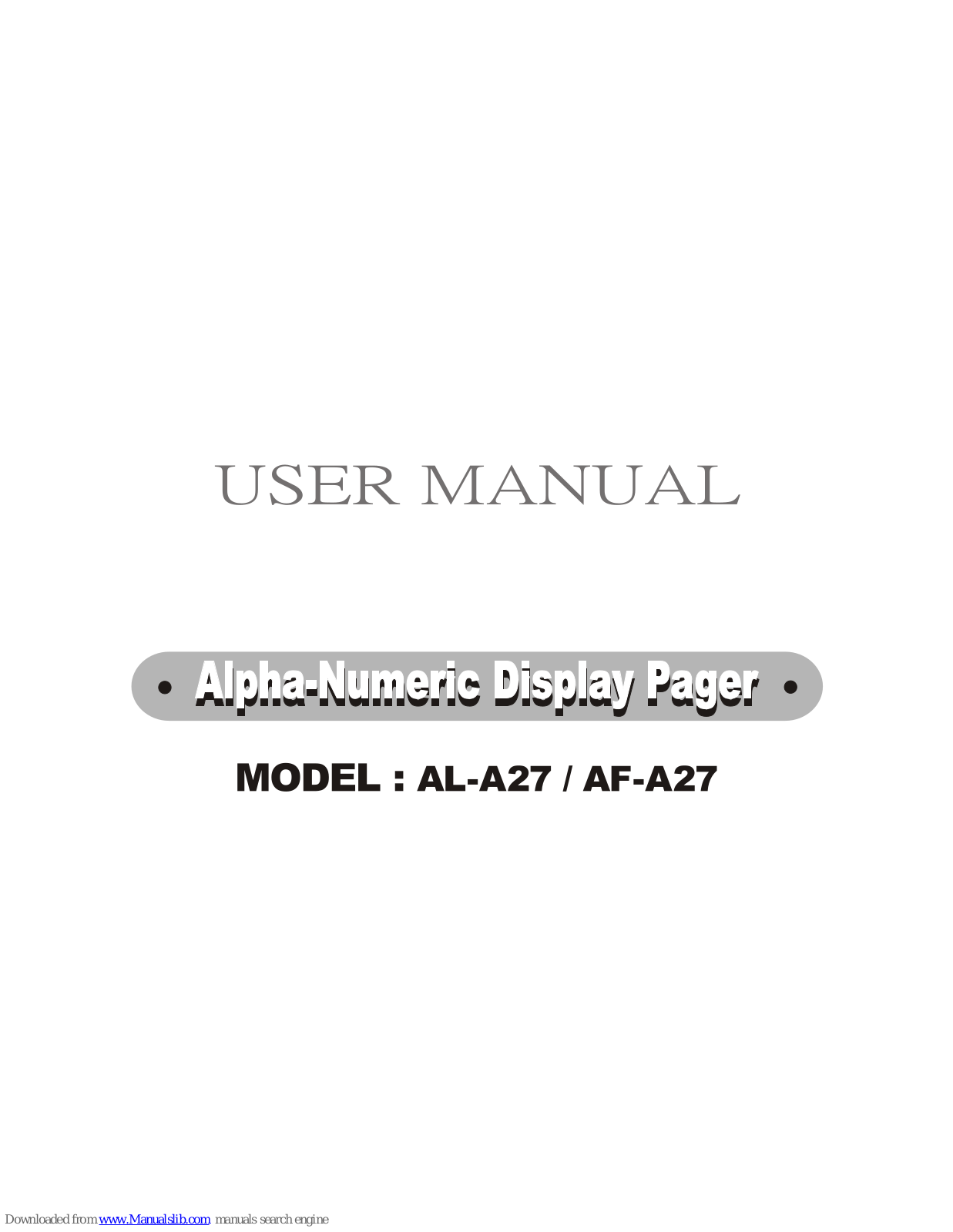 Gold Apollo AL-A27, AF-A27 User Manual - ManualMachine.com