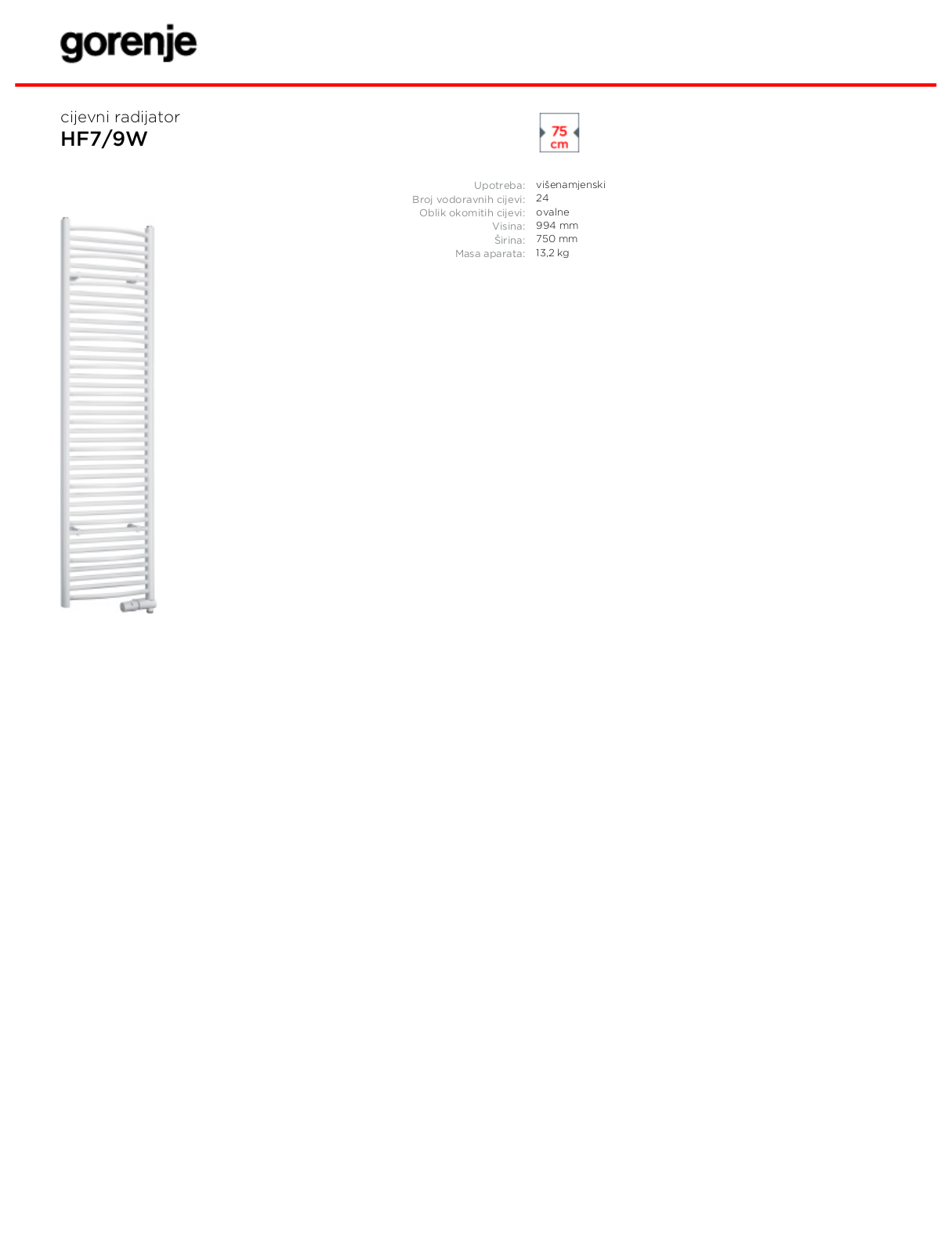 Gorenje HF7-9W DATASHEET