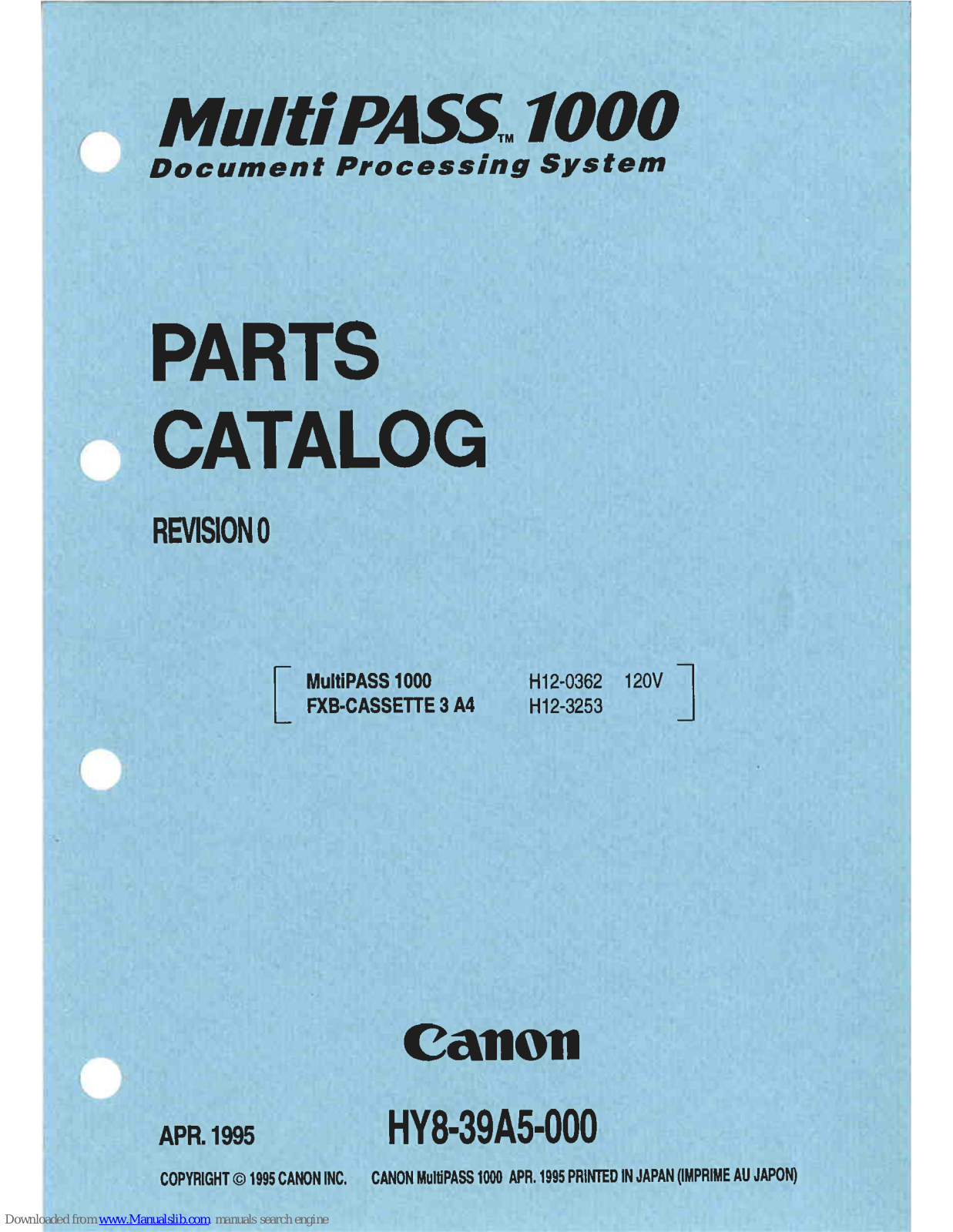 Canon MultiPASS 1000 Parts List