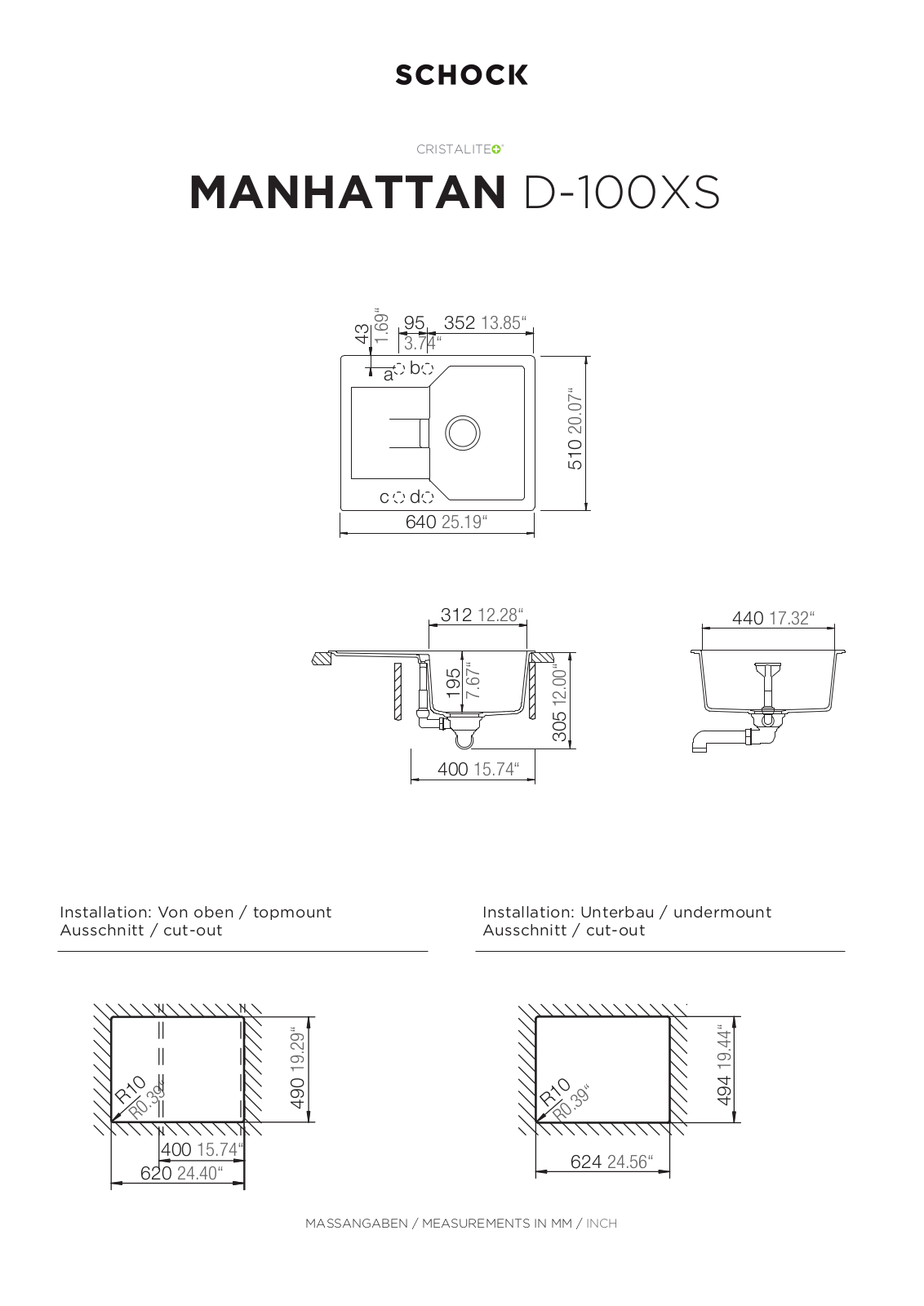 Schock Manhattan D-100XS Technical drawing - ManualMachine.com