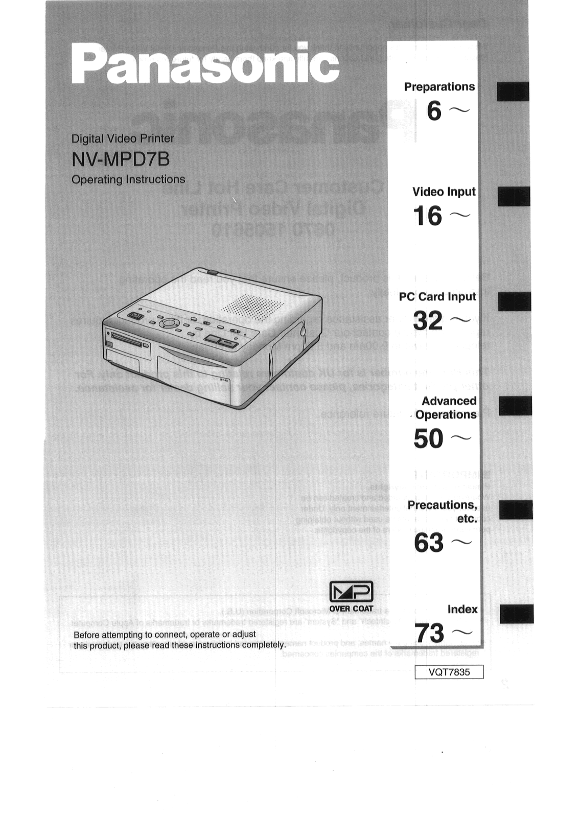 Panasonic NV-MPD7B User Manual