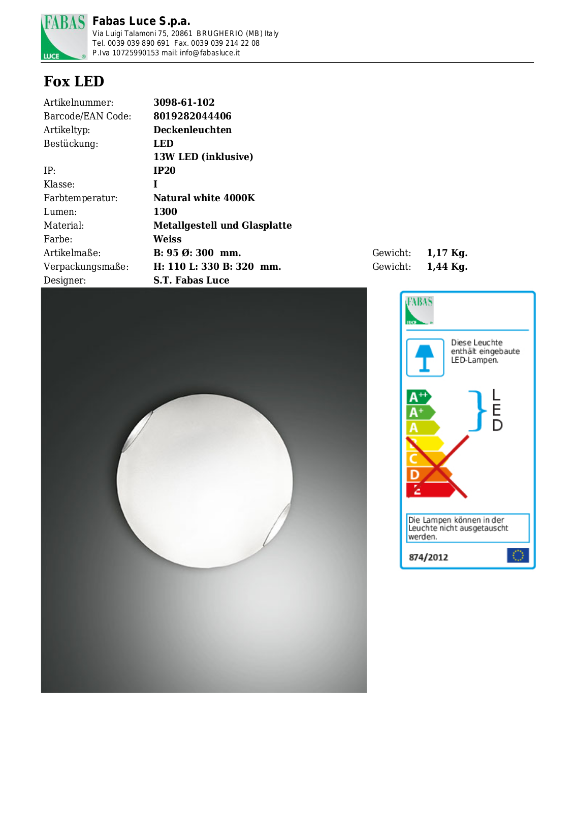 Fabas Luce 3098-61-102 User Manual