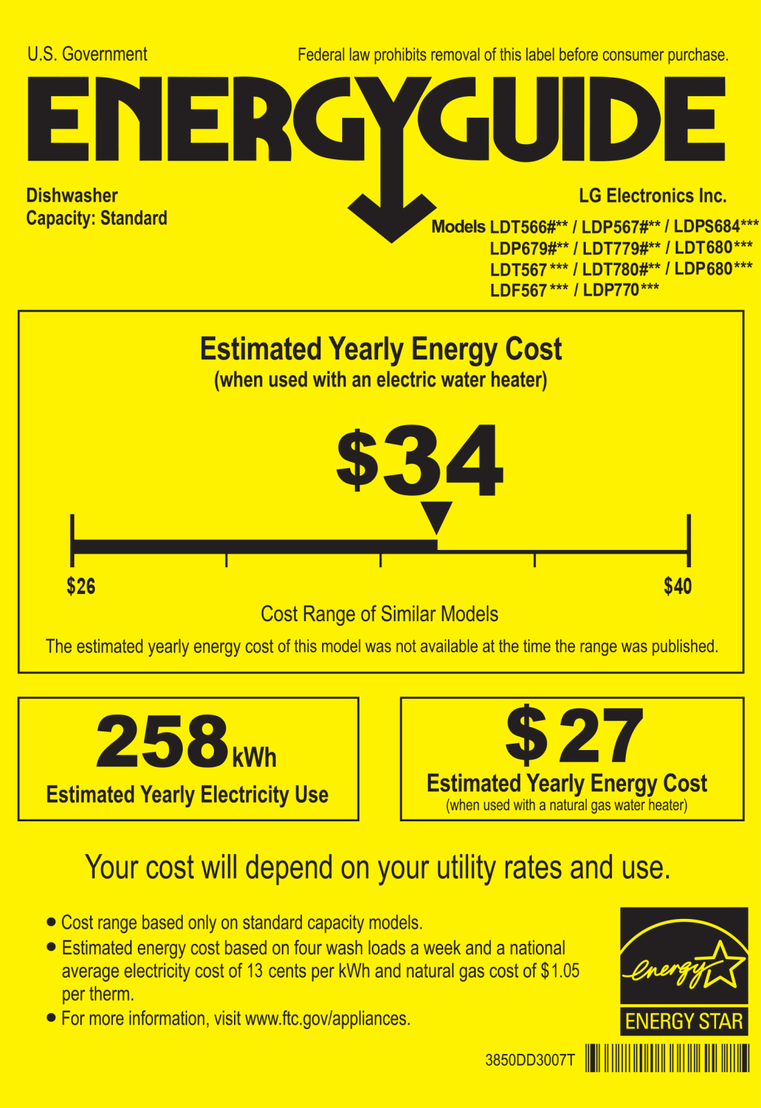 LG LDT6809SS Energy manual