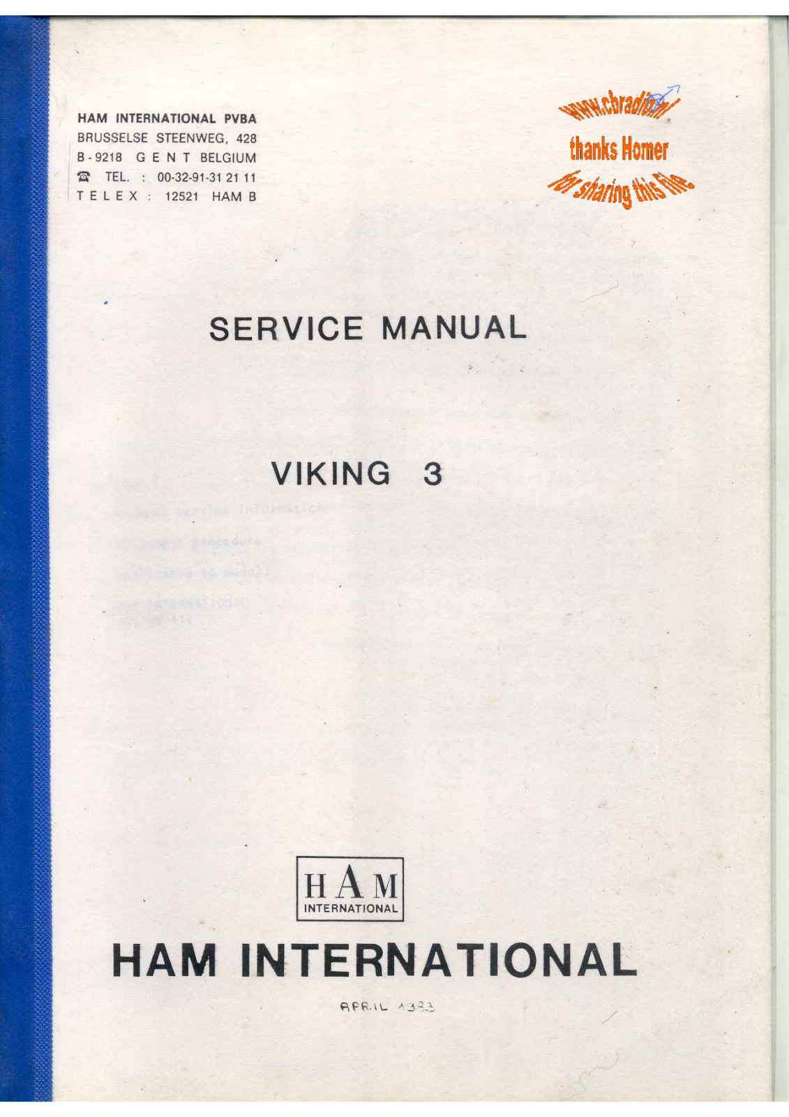 Ham International Viking III Service Manual