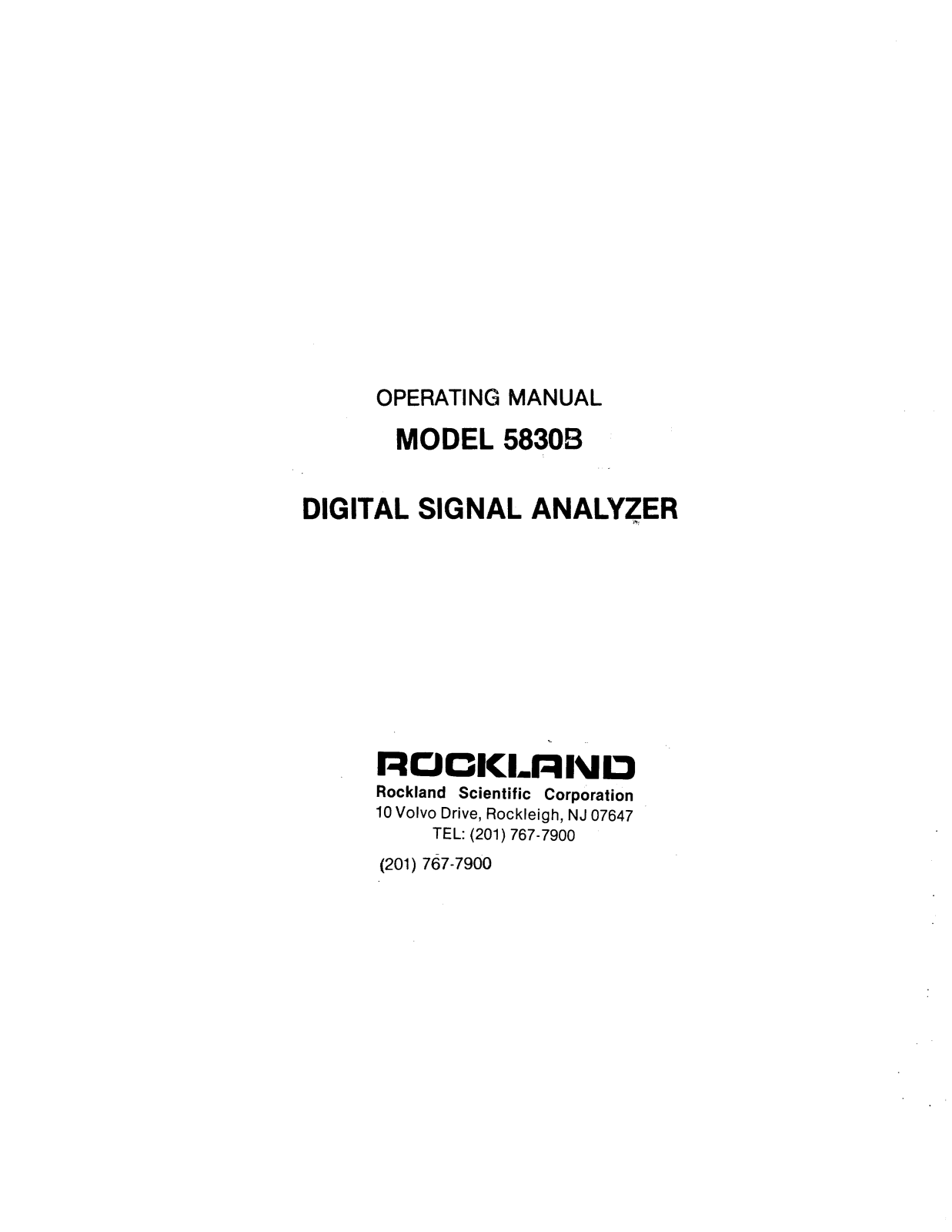 Rockland 5830B User Manual