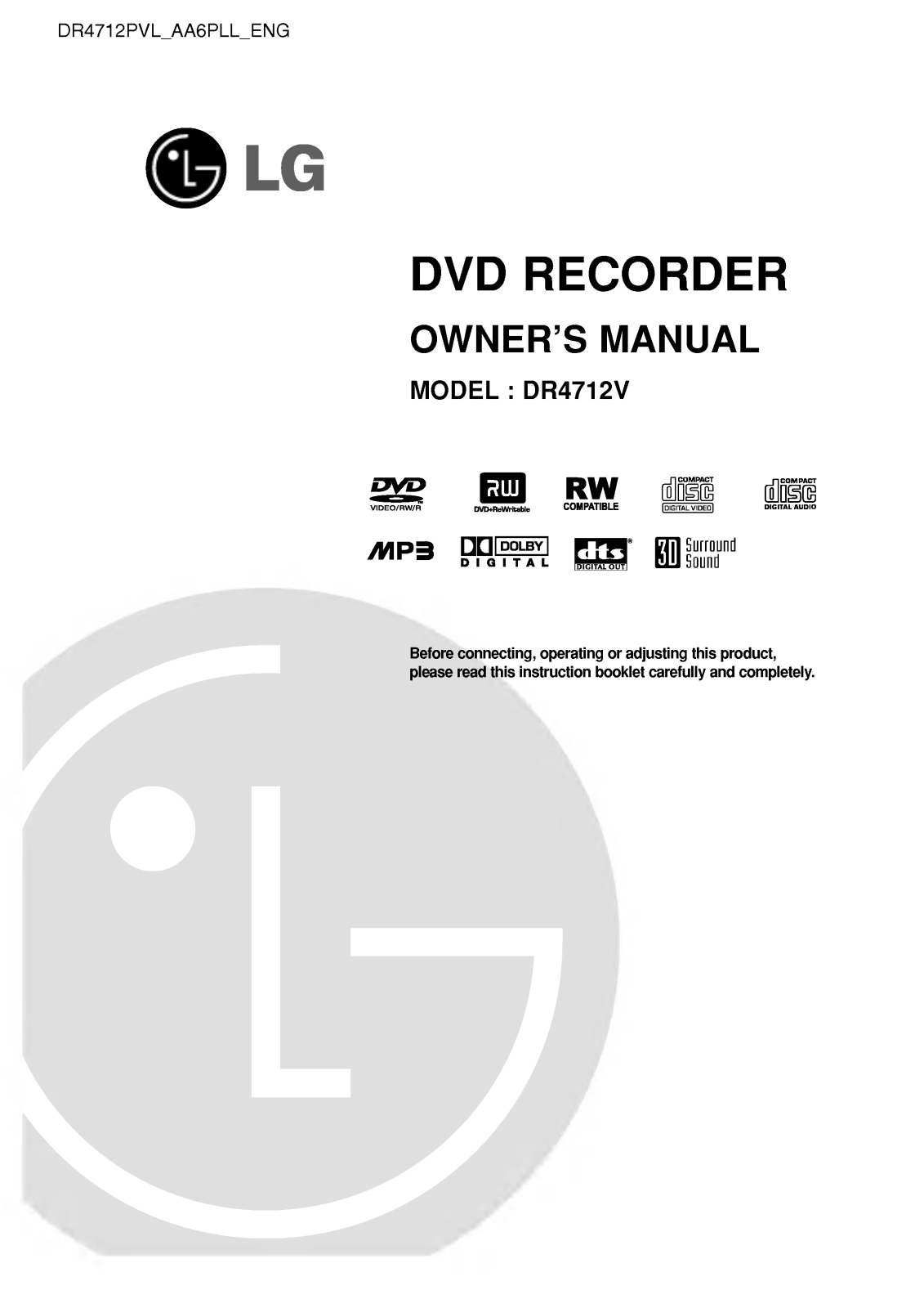 LG DR4712PVL User manual