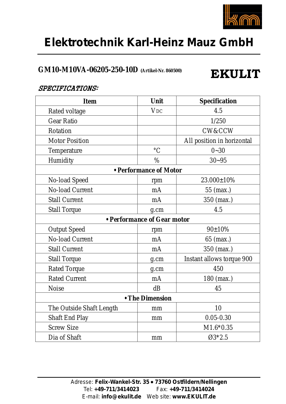 EKULIT GM30,6 4,5V Datasheet - ManualMachine.com