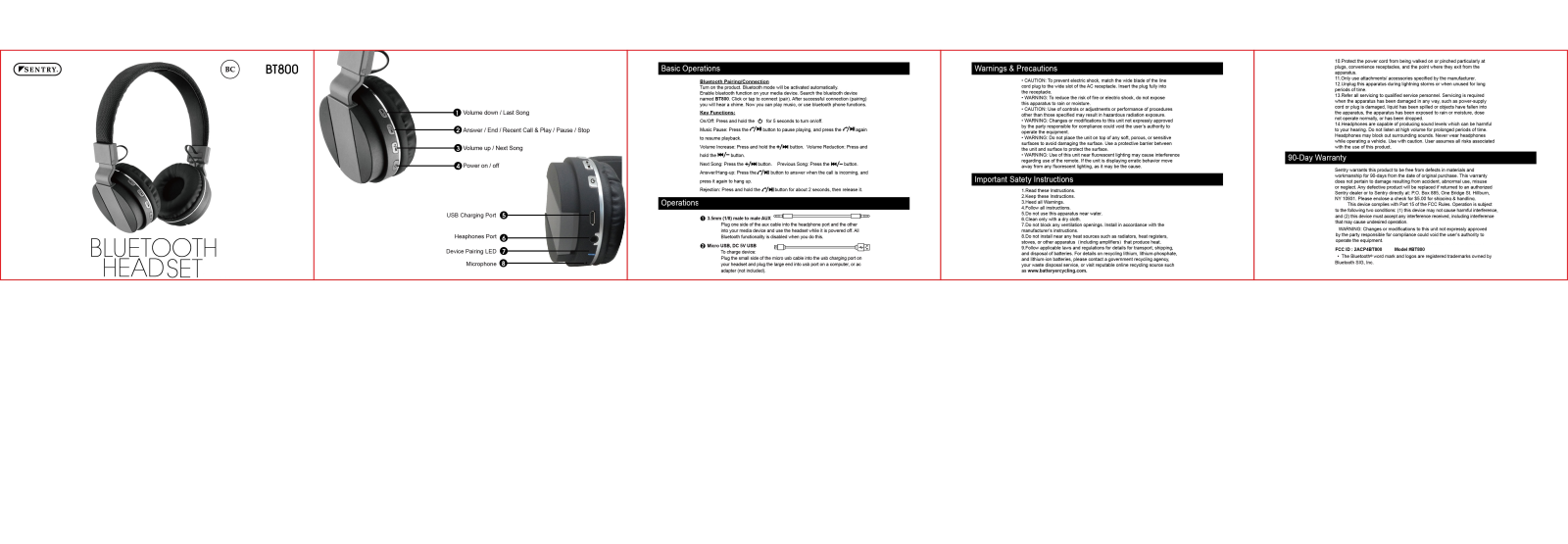 SENTRY BT800 User Manual