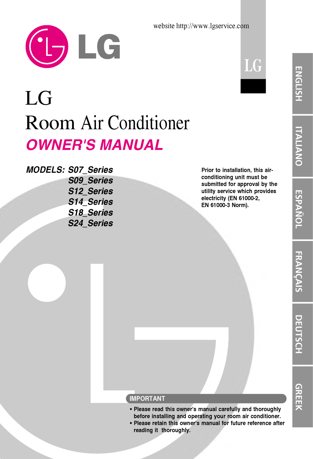 LG S07AHP, S18ACP S50, S07ACL, AS-W1264DH0, AS-W0964DH0 User Manual