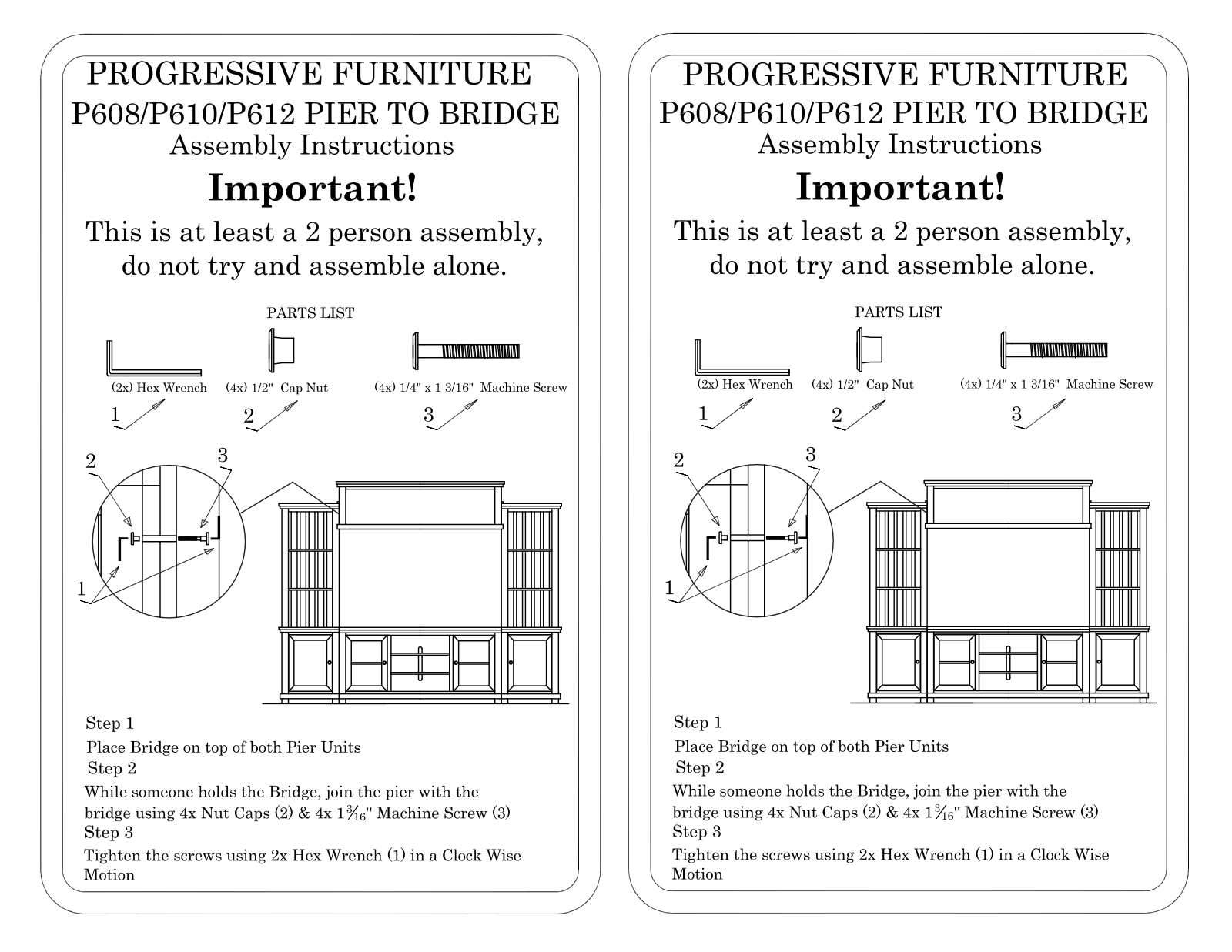 Progressive Furniture P635E20226890 Assembly Guide