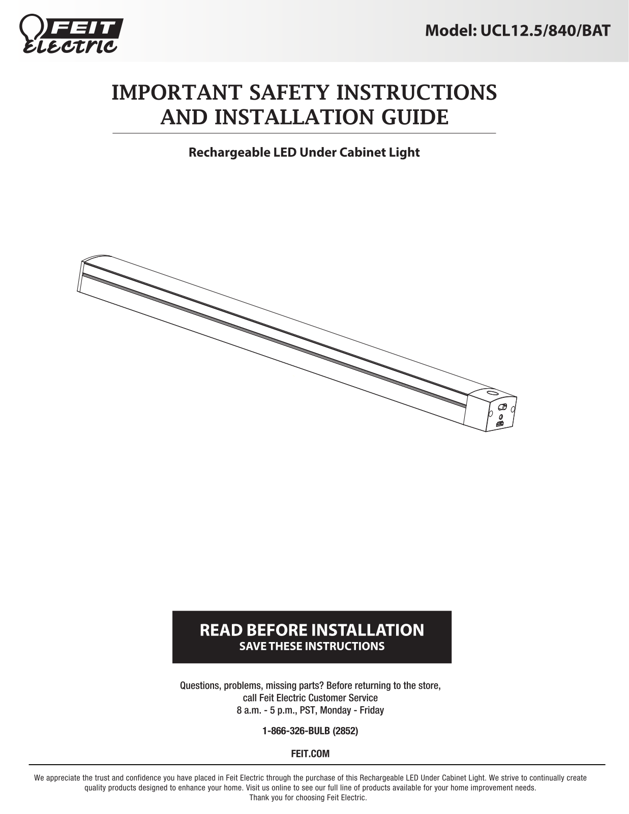 Feit UCL12.5 Instruction Manual