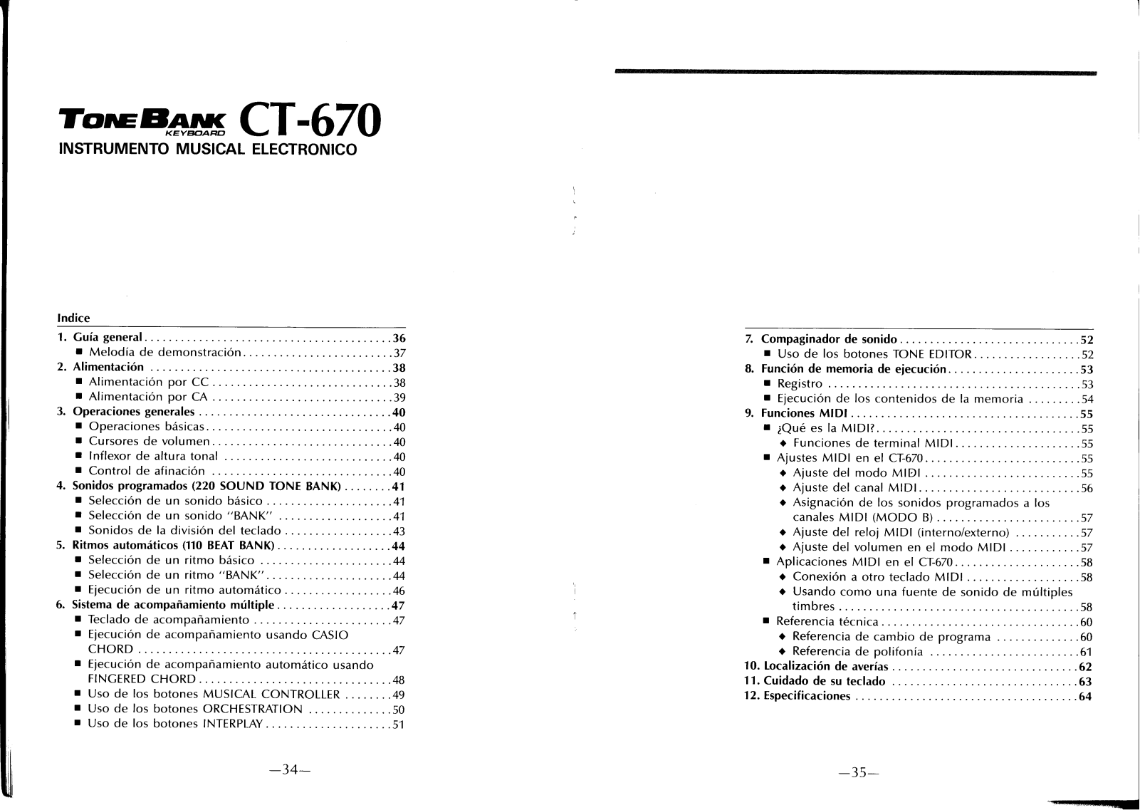 Casio CT-670 User Manual